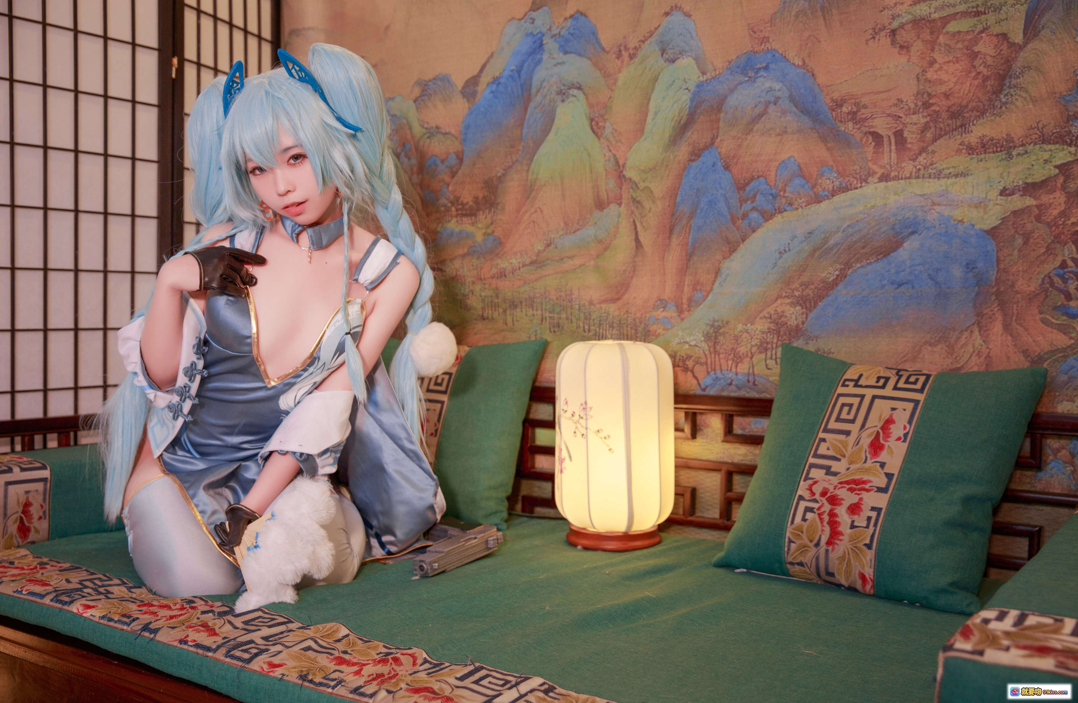 图片[10] - G44不会受伤NO.003 pa15旗袍翠雀媚cosplay蓝发双马尾古风写真20P69MB高清美图 - 就要吻