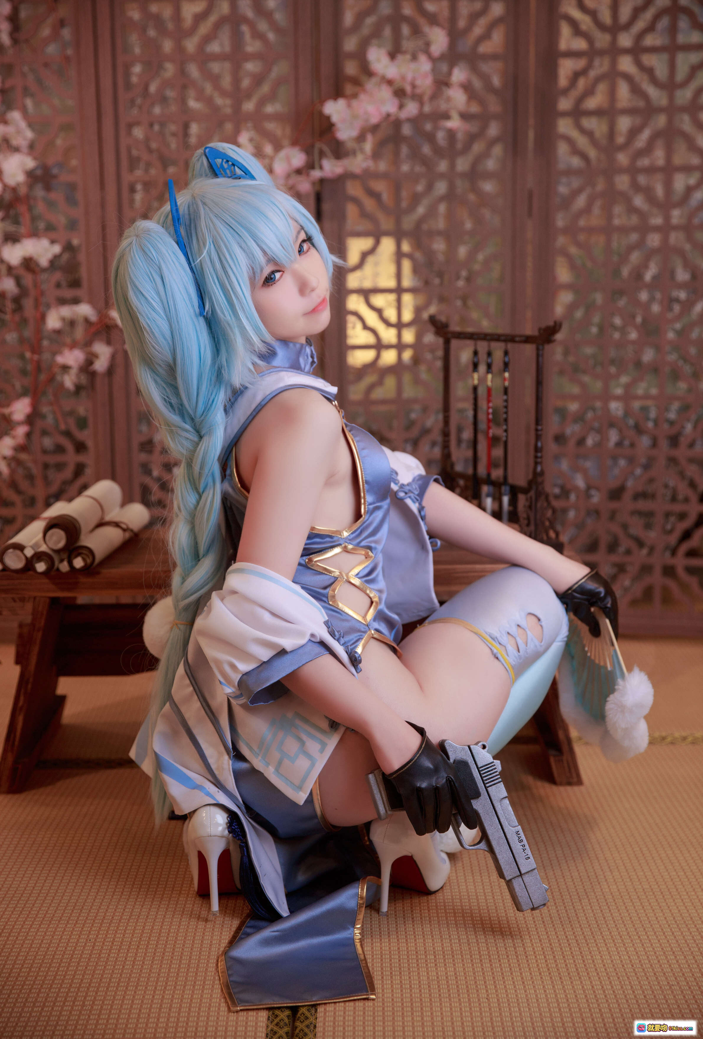 图片[5] - G44不会受伤NO.003 pa15旗袍翠雀媚cosplay蓝发双马尾古风写真20P69MB高清美图 - 就要吻