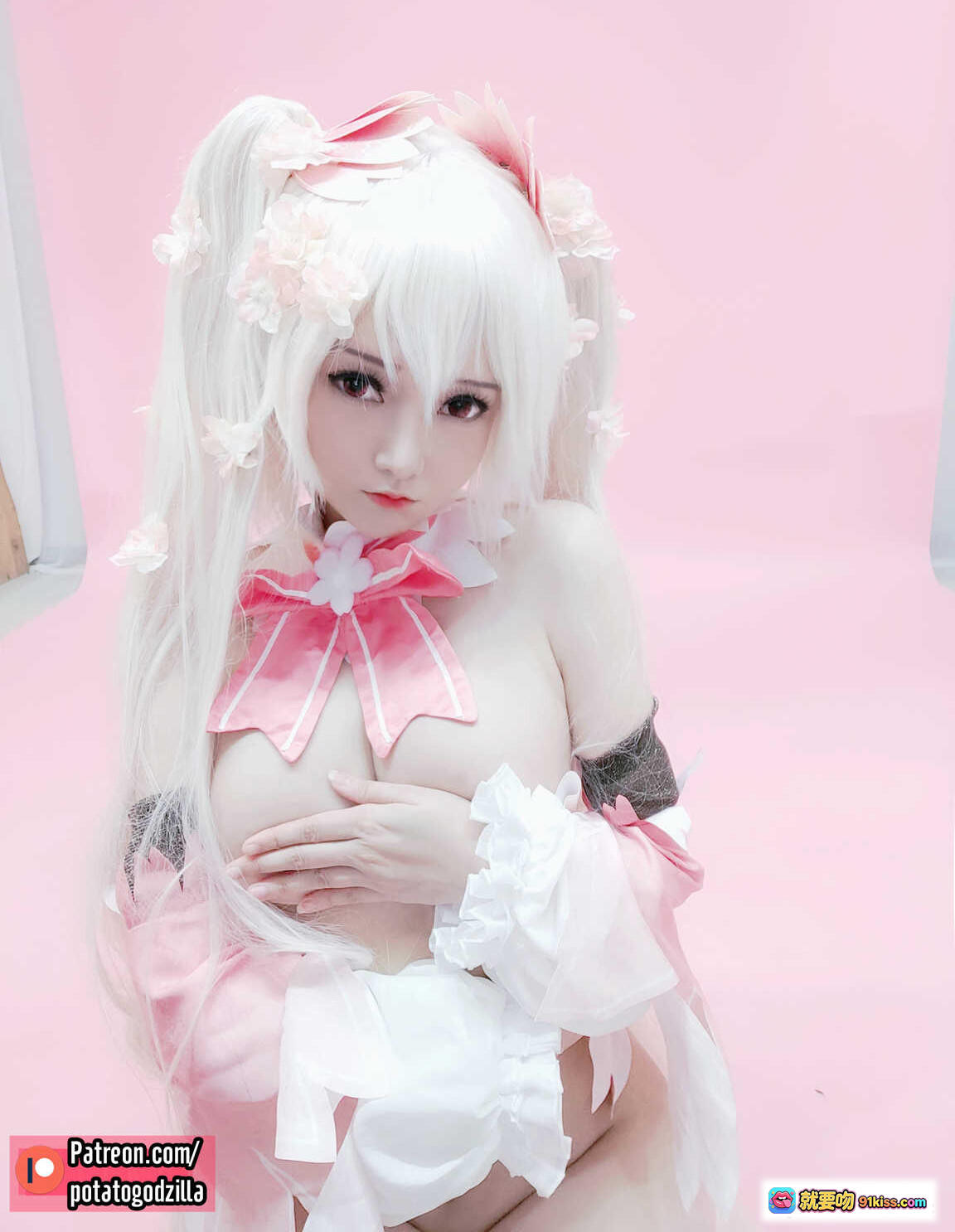 图片[7] - Sakura Miku Cosplay 粉色和风洛丽塔 二次元美少女 甜系樱花主题 48P高清写真集 Potato Godzilla NO.023 - 就要吻