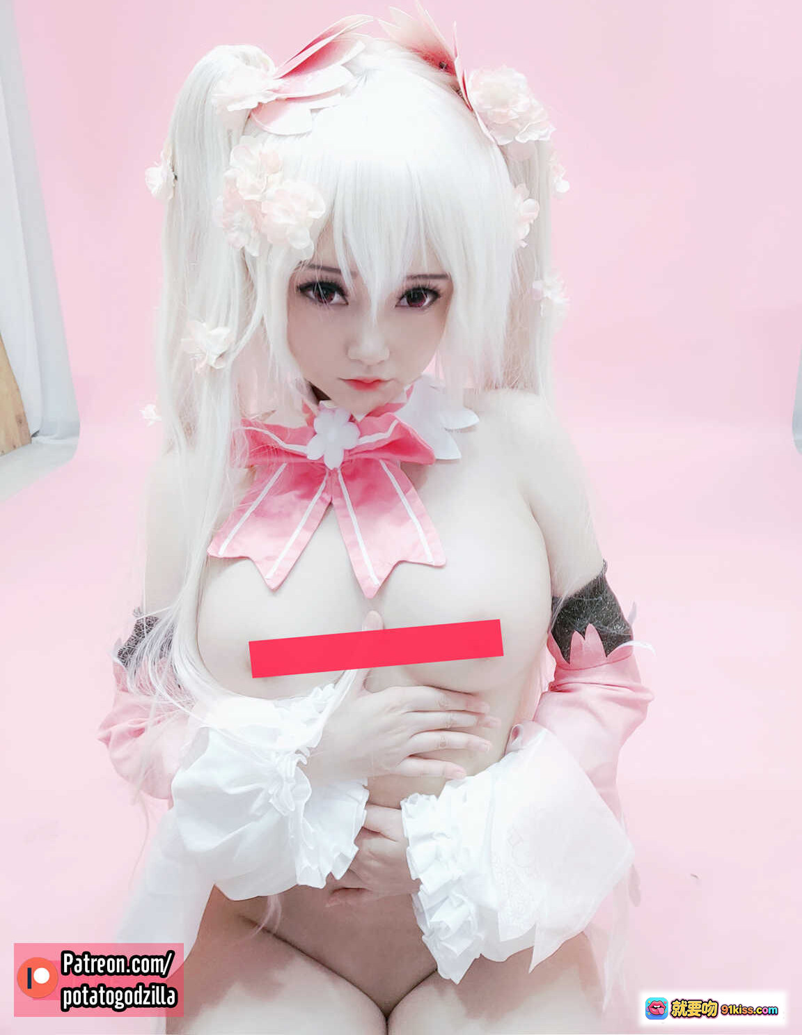 图片[2] - Sakura Miku Cosplay 粉色和风洛丽塔 二次元美少女 甜系樱花主题 48P高清写真集 Potato Godzilla NO.023 - 就要吻