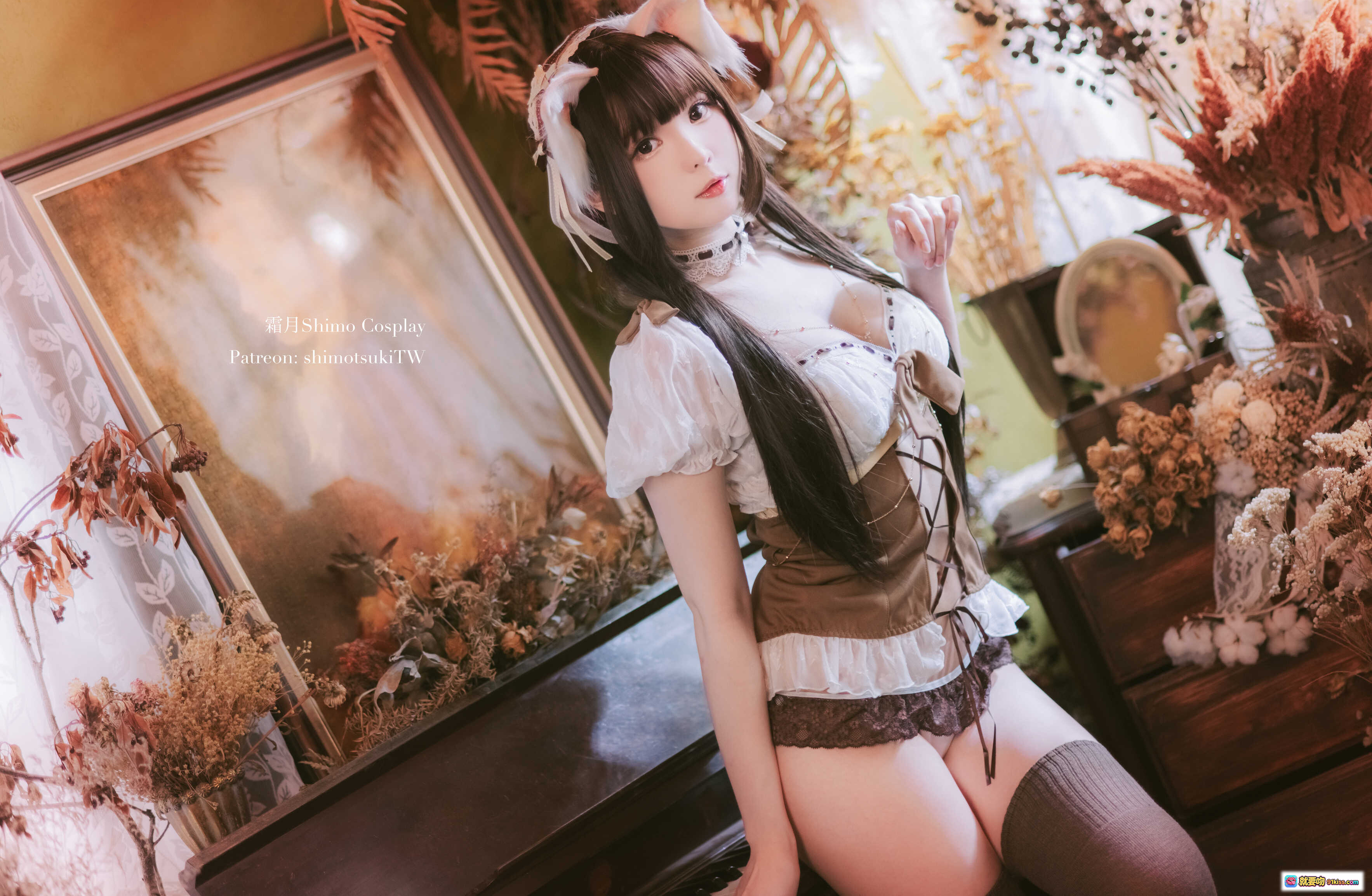图片[7] - 霜月Shimo Cosplay私房写真｜复古钢琴×干花环绕｜日系少女风｜温柔治愈系穿搭｜NO.016私服3系列 - 就要吻