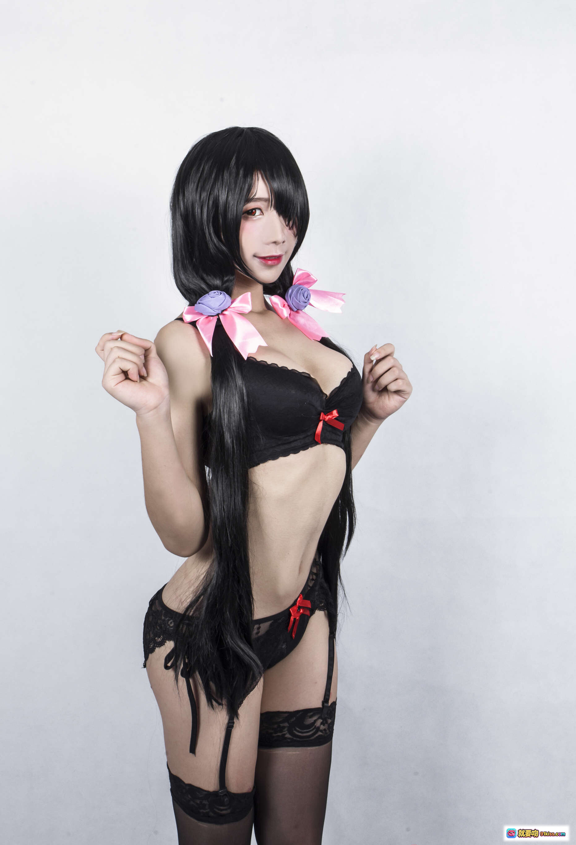 图片[8] - 九曲Jean狂三系列COS写真｜黑发猫耳红裙少女｜精致妆容甜美诱惑｜30P高清图集 - 就要吻