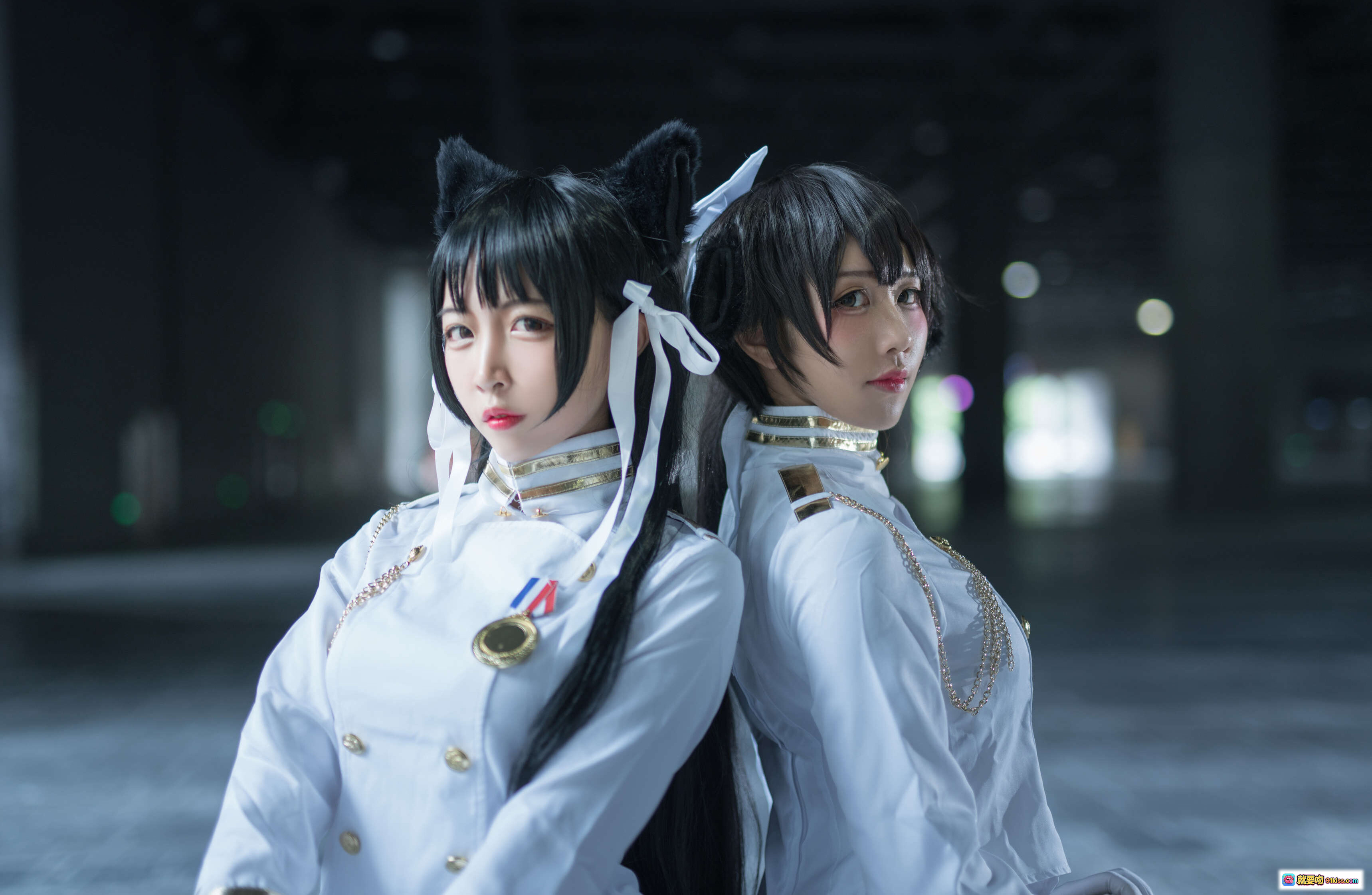 图片[2] - 碧蓝航线爱宕高雄cosplay写真｜九曲Jean NO.004 白色制服猫耳双刀少女 14P高清图集 - 就要吻