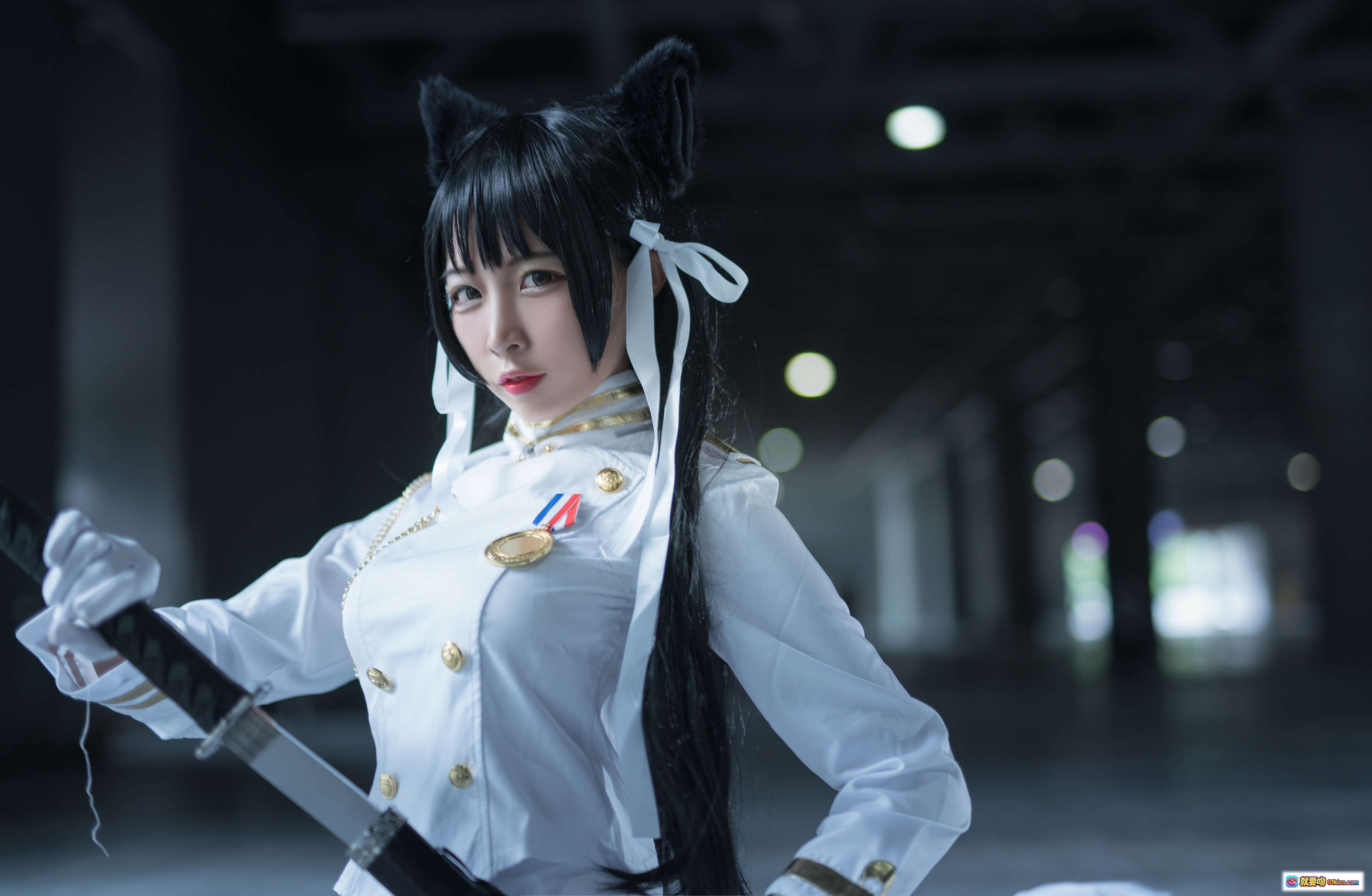 图片[3] - 碧蓝航线爱宕高雄cosplay写真｜九曲Jean NO.004 白色制服猫耳双刀少女 14P高清图集 - 就要吻