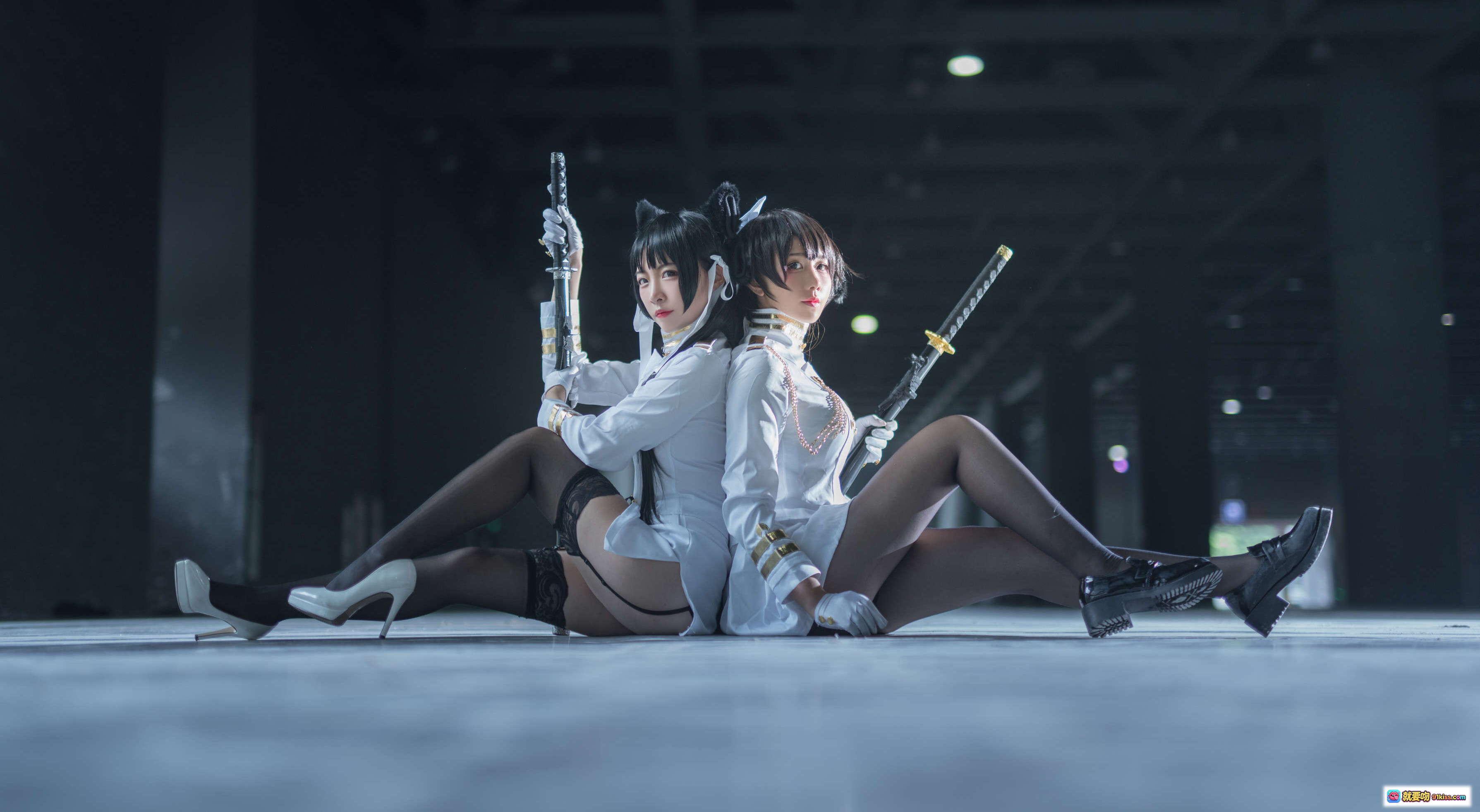 图片[5] - 碧蓝航线爱宕高雄cosplay写真｜九曲Jean NO.004 白色制服猫耳双刀少女 14P高清图集 - 就要吻