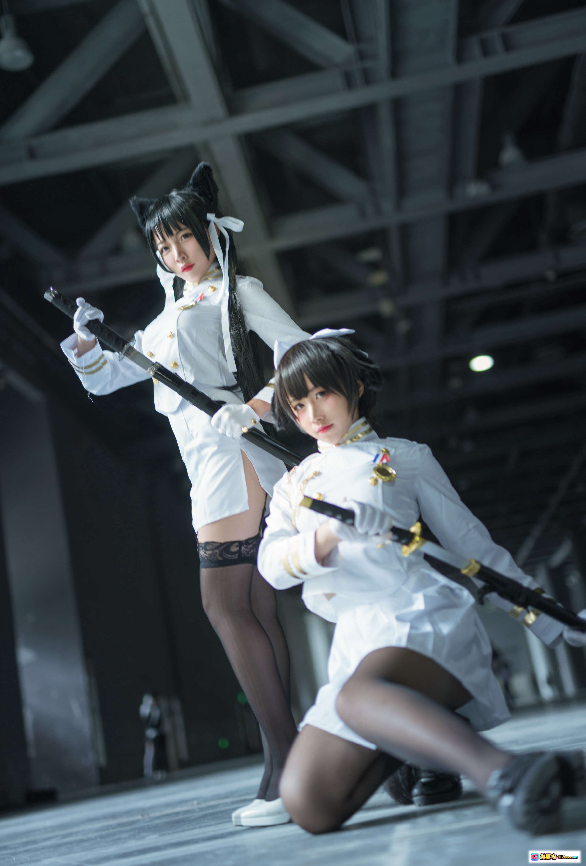 图片[10] - 碧蓝航线爱宕高雄cosplay写真｜九曲Jean NO.004 白色制服猫耳双刀少女 14P高清图集 - 就要吻