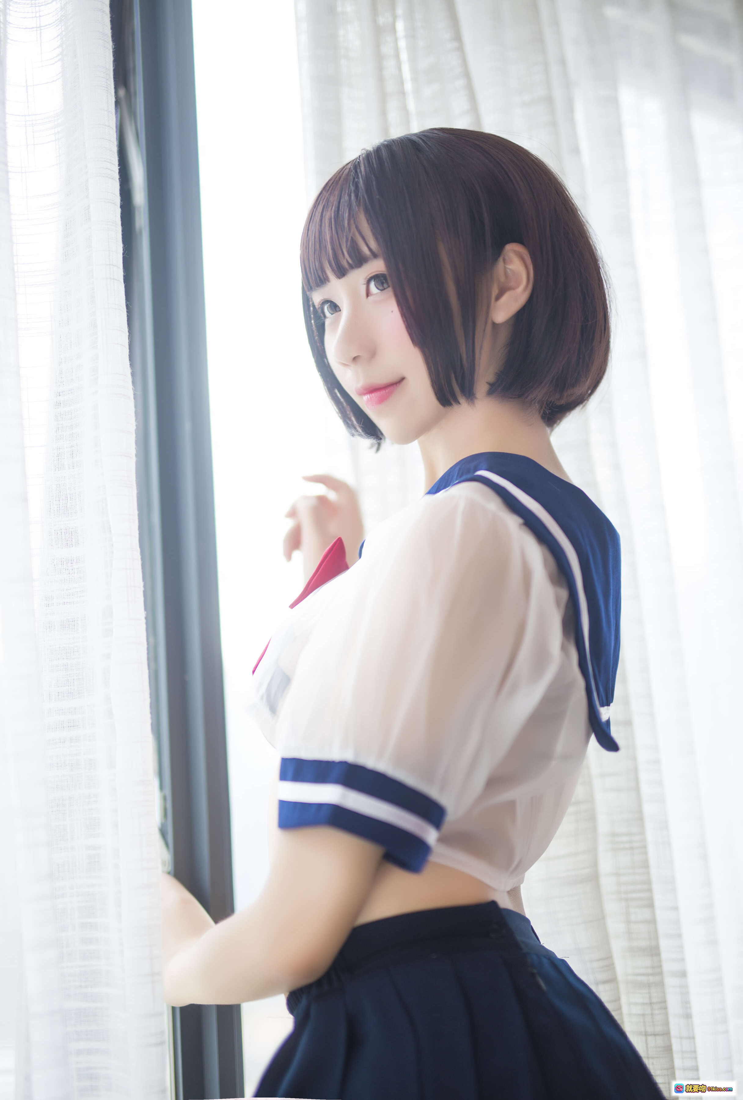 图片[5] - 九曲Jean NO.023 黑丝JK制服美腿写真 紫色椅子窗边少女风 清新眼镜甜妹造型 - 就要吻