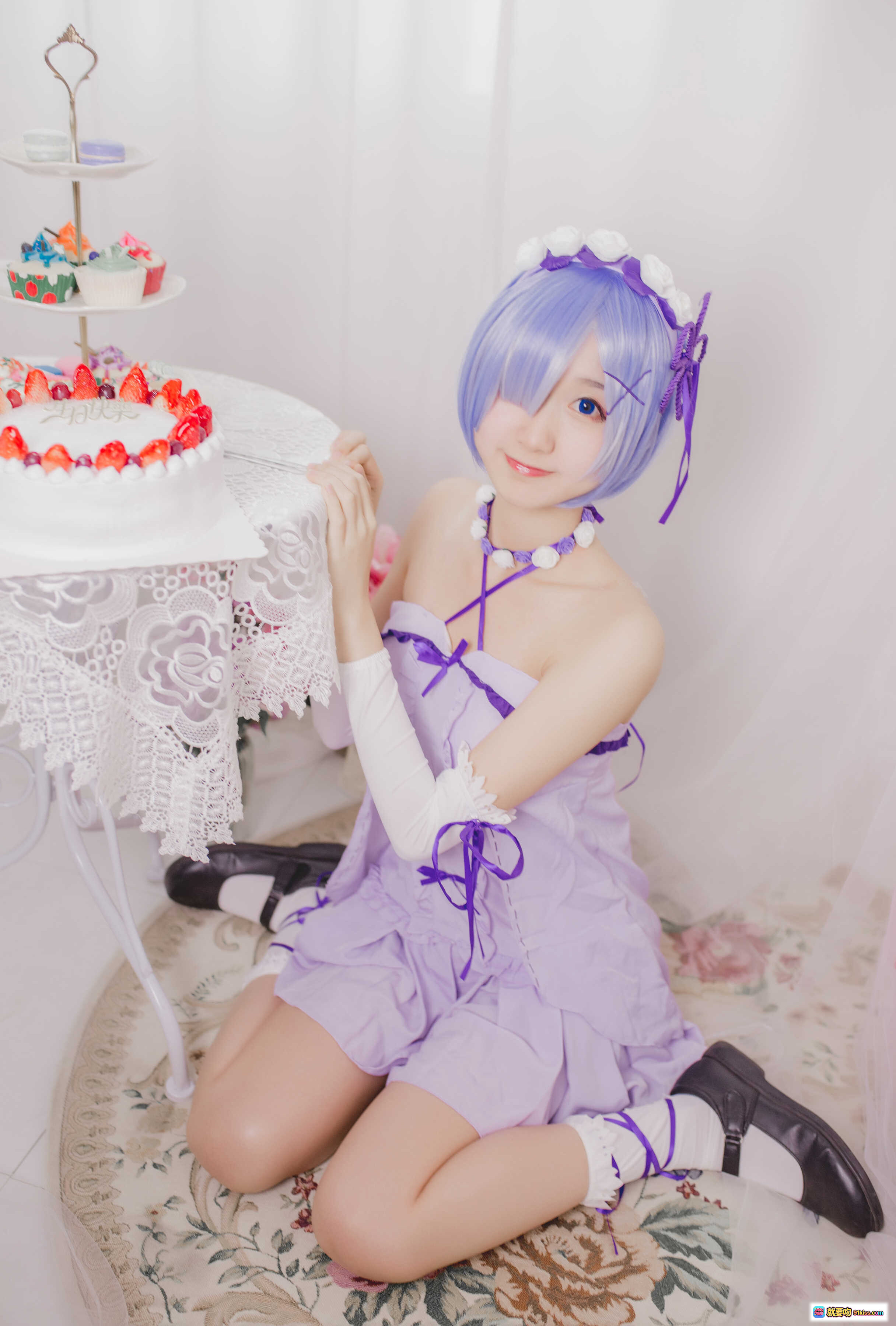 图片[3] - 木绵绵OwO雷姆生日Cosplay写真 | 紫发少女紫色洛丽塔裙装 | 甜美蕾丝配饰+蛋糕花束场景 | 24P高清图集 - 就要吻