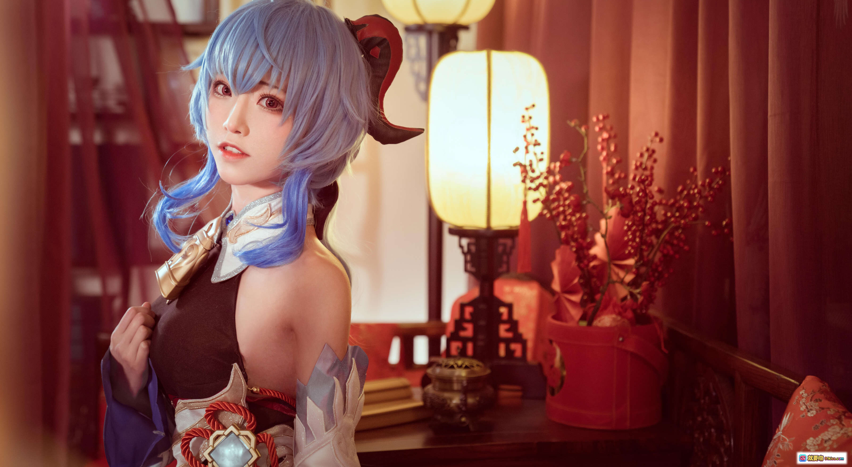 图片[10] - 甘雨cosplay精致还原_原神角色扮演_蓝发双马尾_华丽服饰道具_Kitaro绮太郎NO.091写真集 - 就要吻