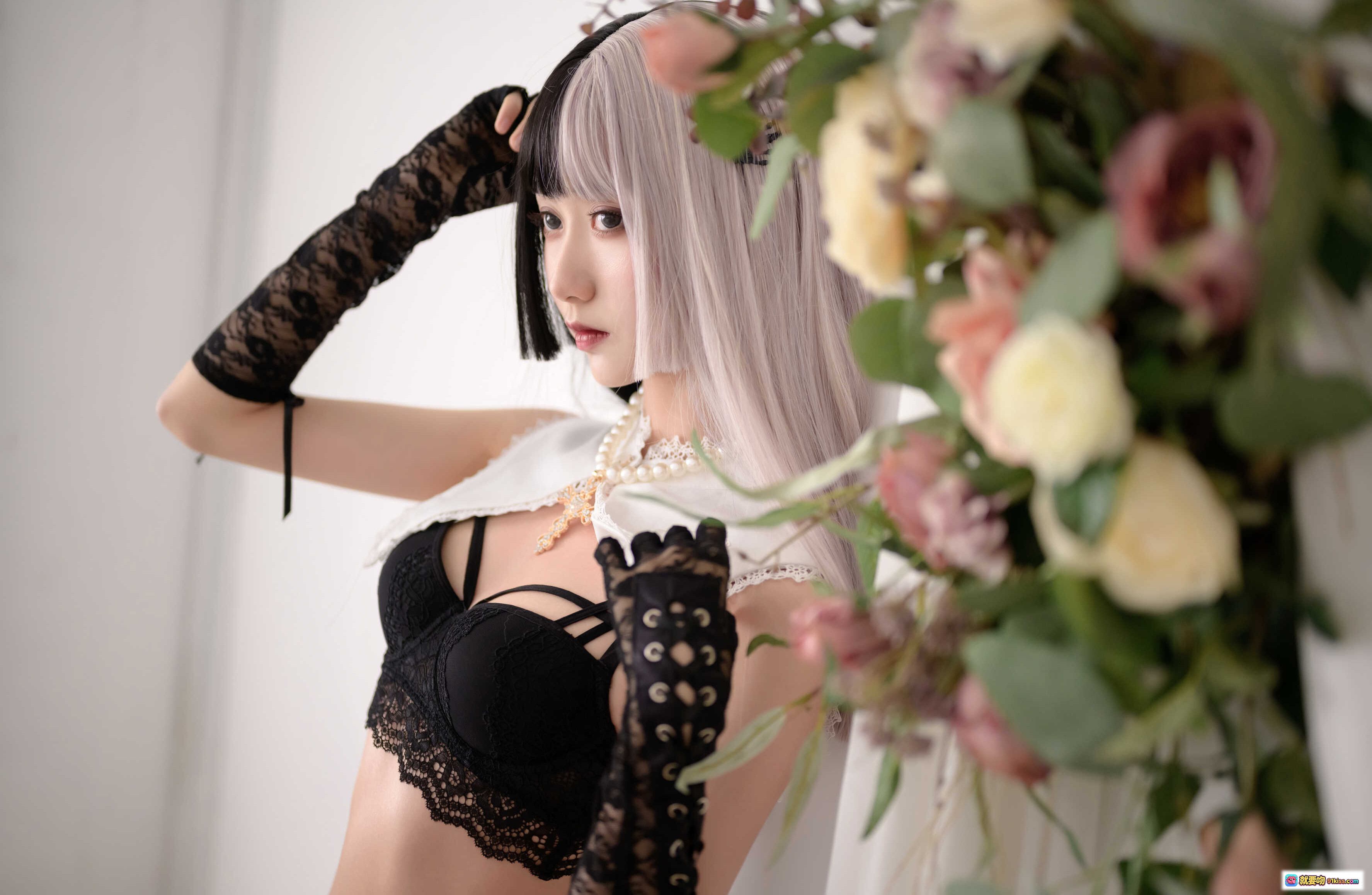 图片[3] - 木绵绵OwO NO.041 黑白修女写真 40P 606MB 蕾丝内衣 珍珠项链 黑色长手套 性感优雅 高清摄影 - 就要吻