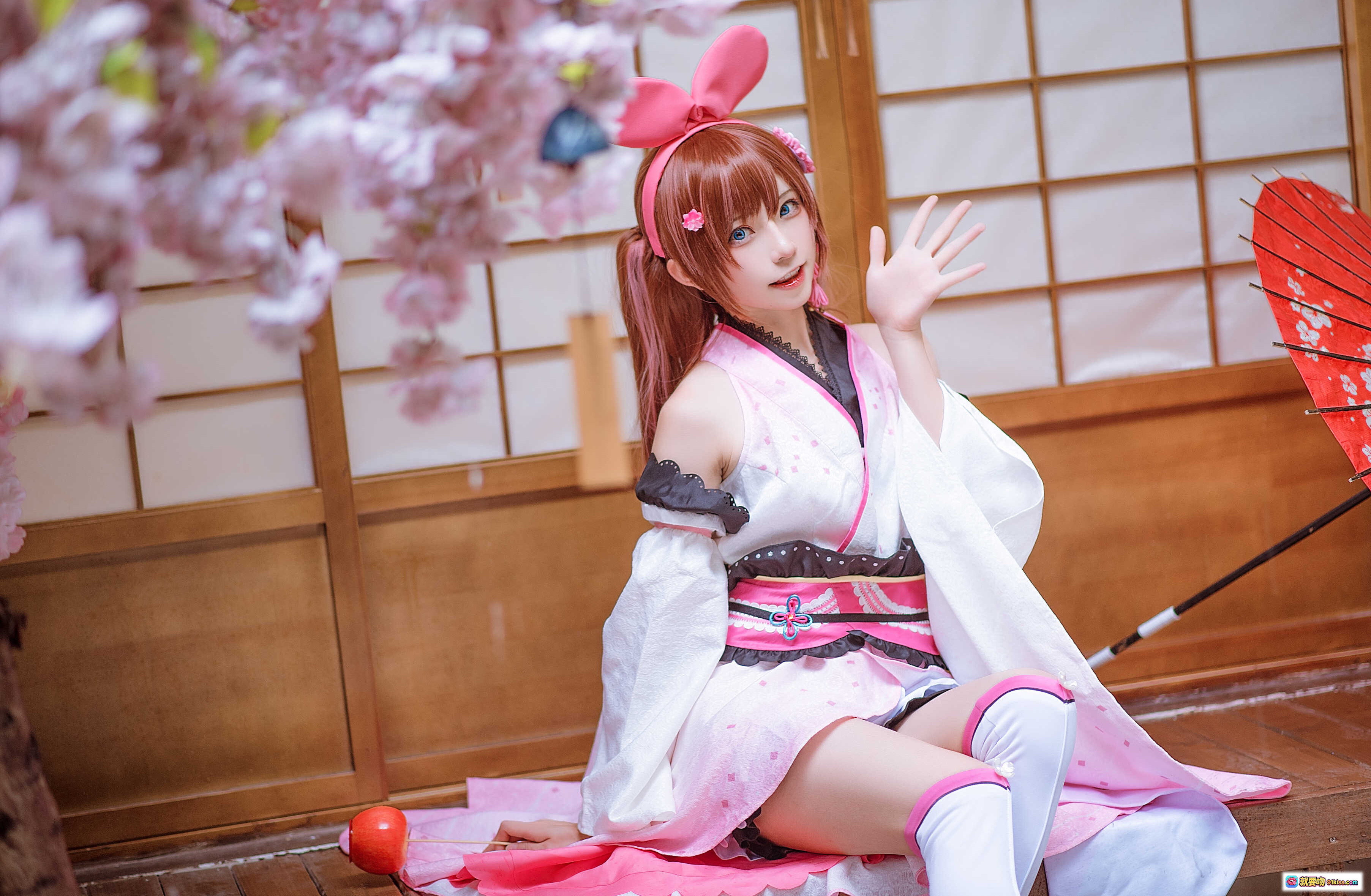 图片[4] - Kitaro绮太郎NO.010绊爱碧蓝航线粉系cosplay写真 粉色兔耳双马尾日式和风场景美少女摄影集 - 就要吻