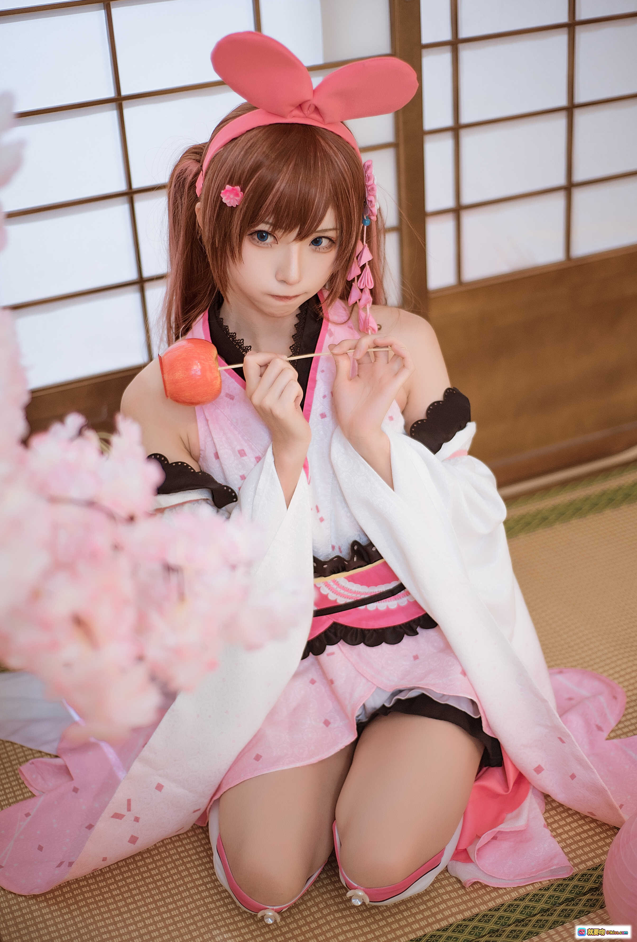 图片[7] - Kitaro绮太郎NO.010绊爱碧蓝航线粉系cosplay写真 粉色兔耳双马尾日式和风场景美少女摄影集 - 就要吻