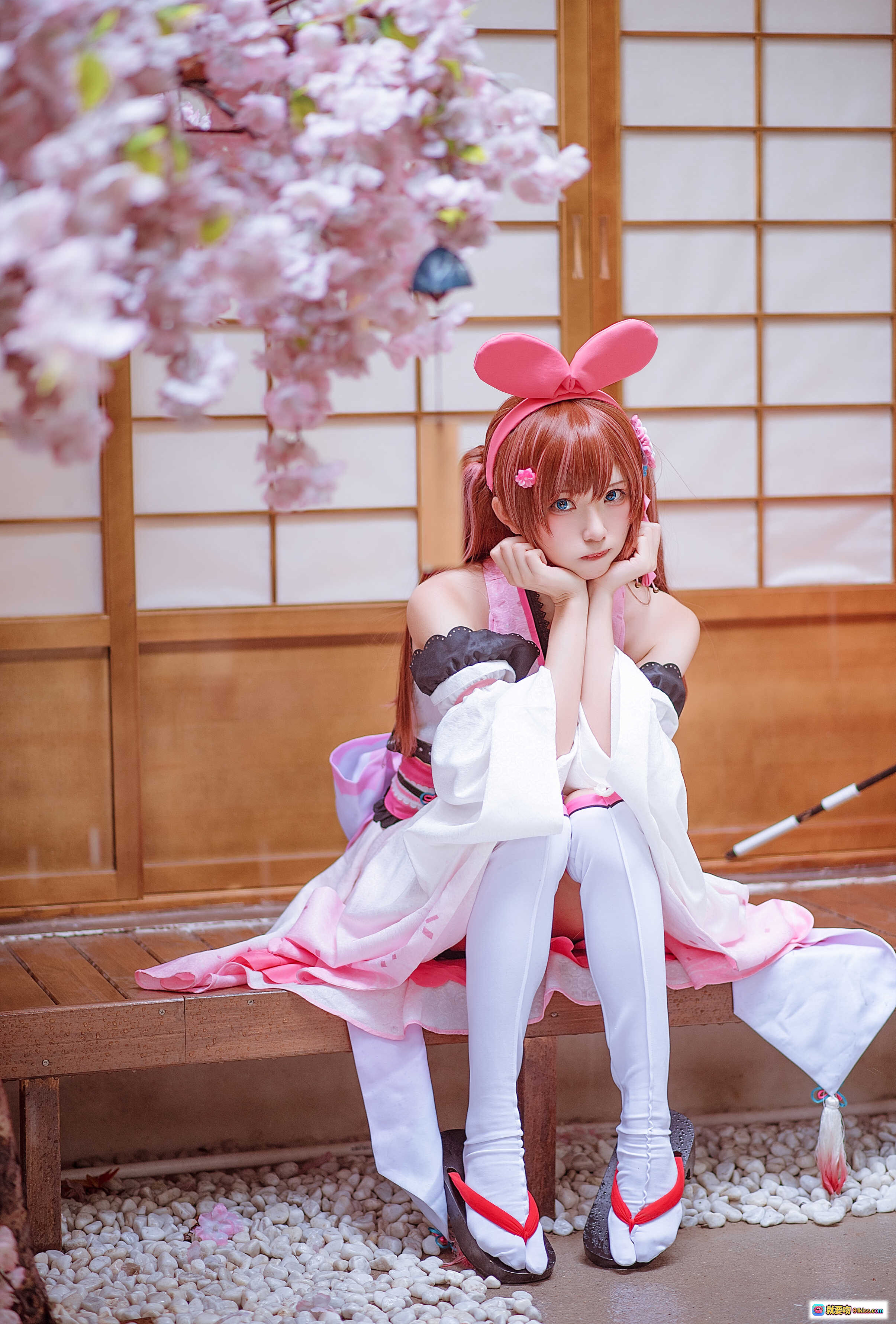 图片[3] - Kitaro绮太郎NO.010绊爱碧蓝航线粉系cosplay写真 粉色兔耳双马尾日式和风场景美少女摄影集 - 就要吻