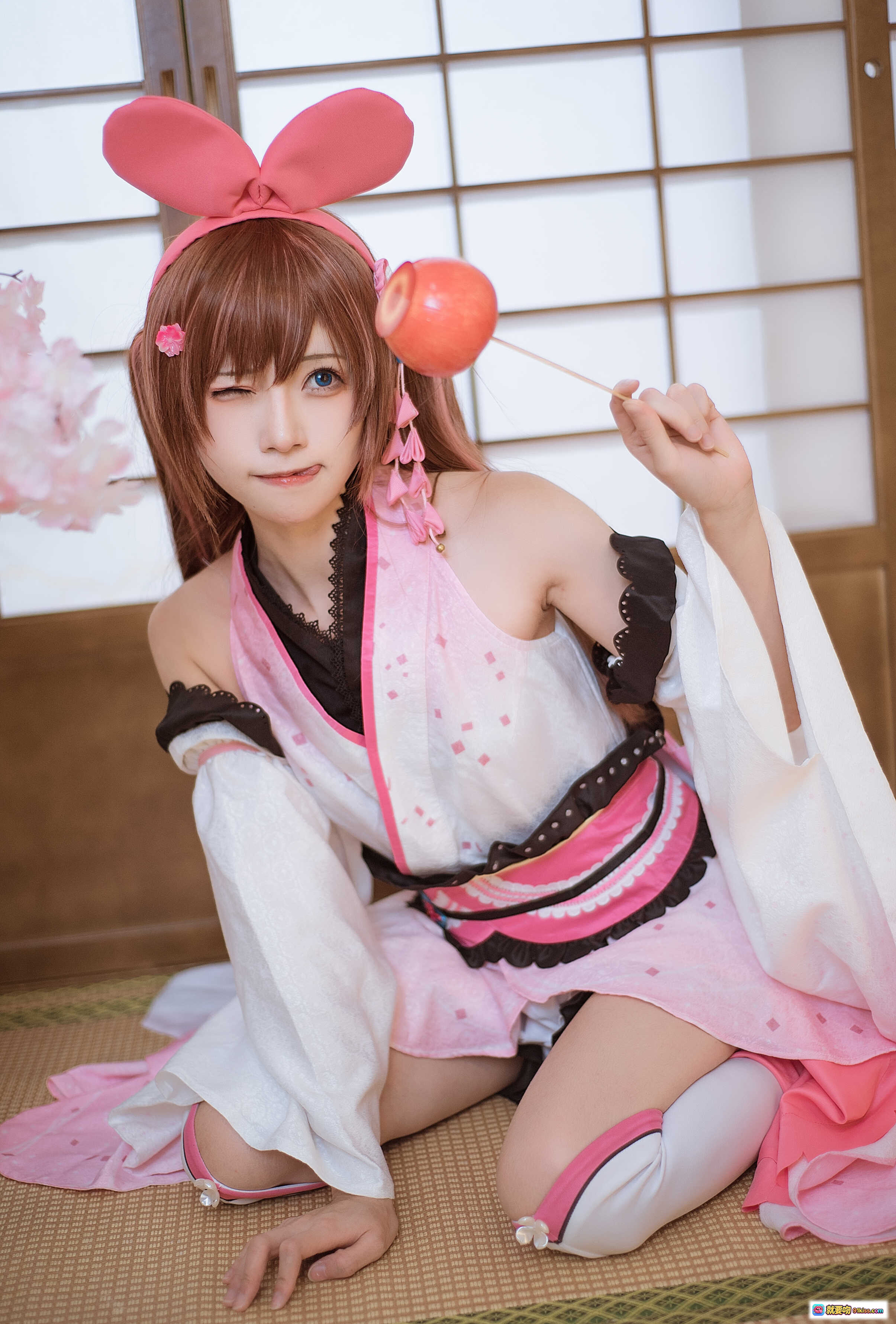 图片[8] - Kitaro绮太郎NO.010绊爱碧蓝航线粉系cosplay写真 粉色兔耳双马尾日式和风场景美少女摄影集 - 就要吻