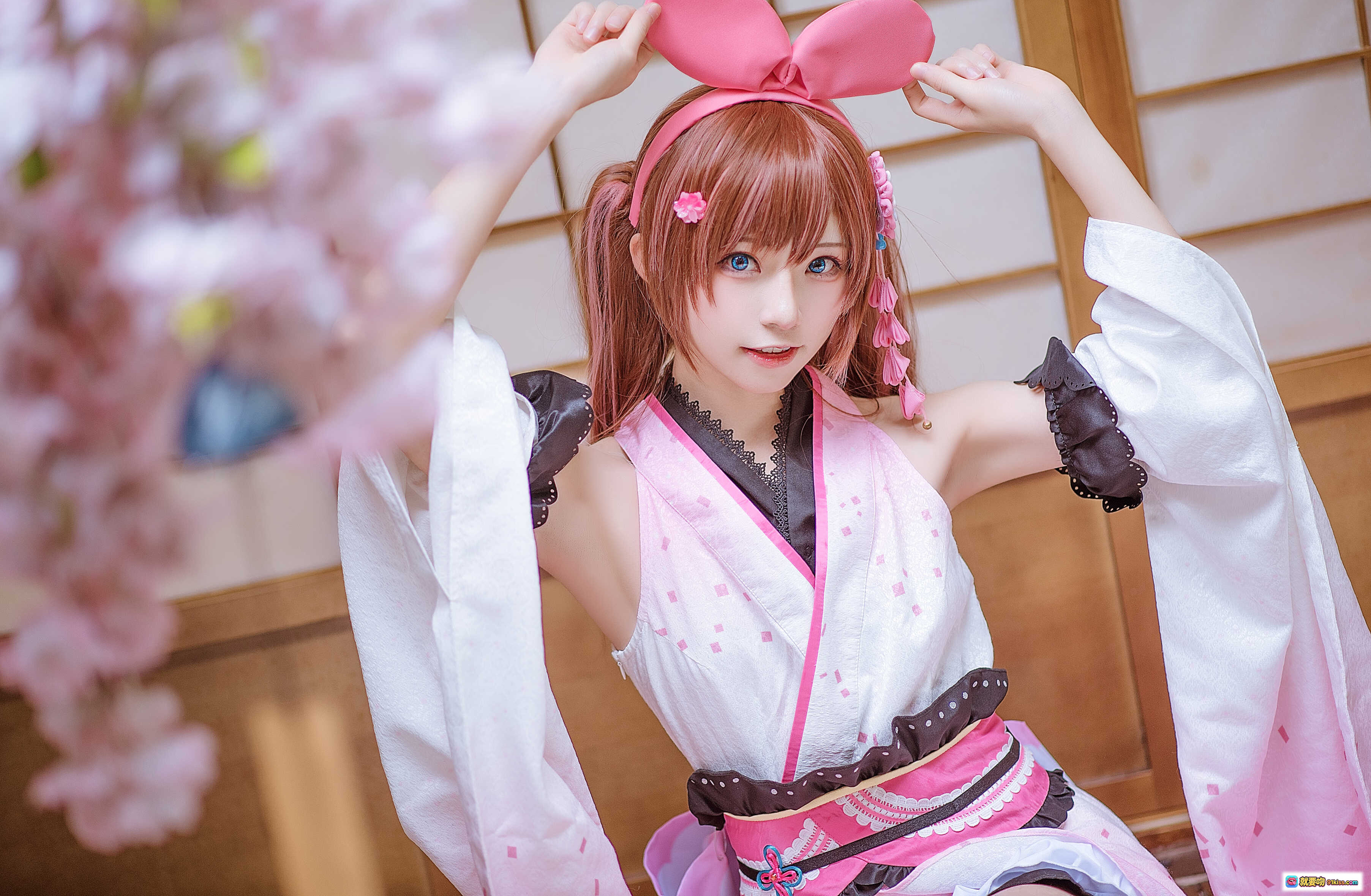 图片[9] - Kitaro绮太郎NO.010绊爱碧蓝航线粉系cosplay写真 粉色兔耳双马尾日式和风场景美少女摄影集 - 就要吻