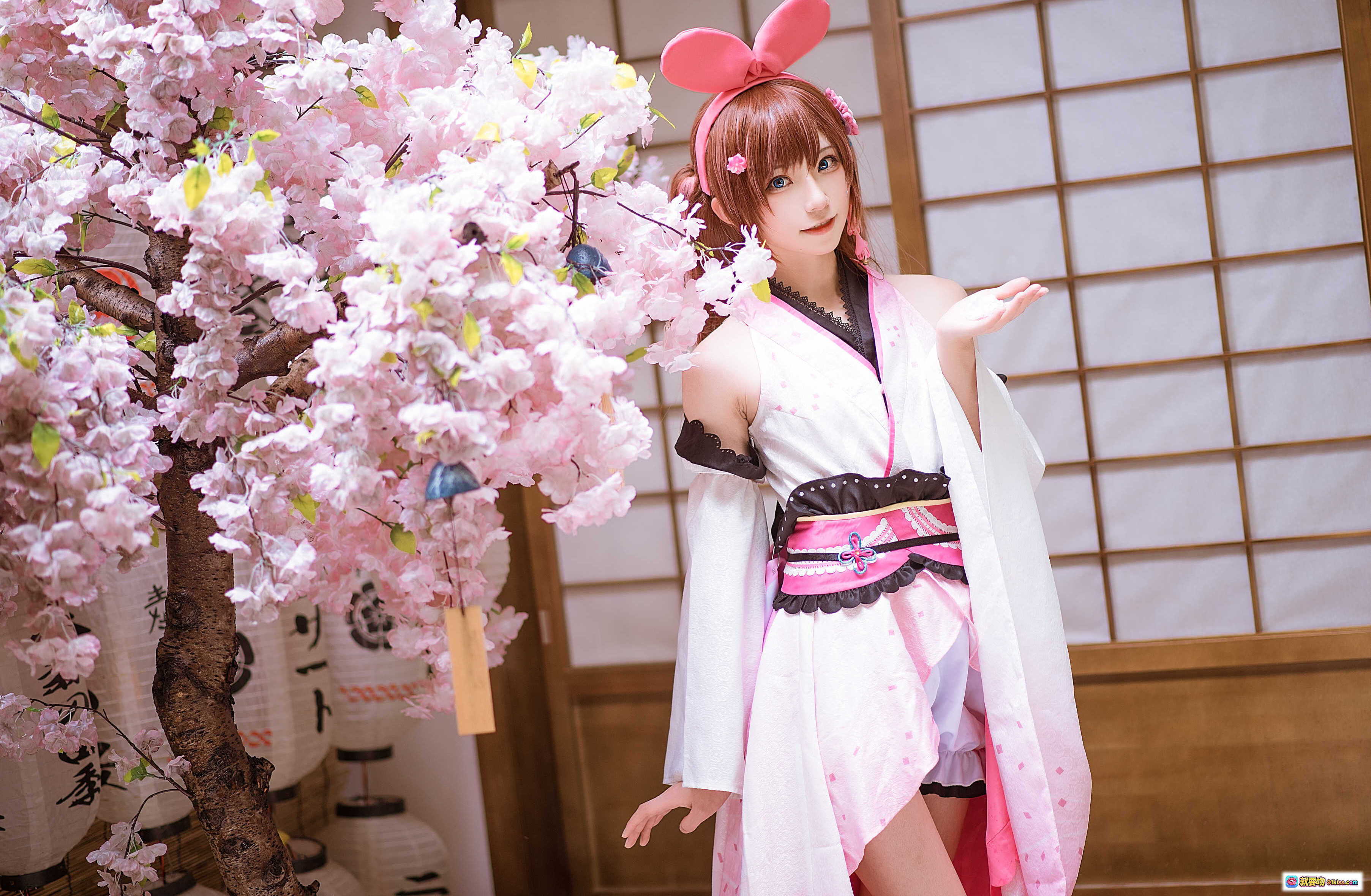 图片[6] - Kitaro绮太郎NO.010绊爱碧蓝航线粉系cosplay写真 粉色兔耳双马尾日式和风场景美少女摄影集 - 就要吻