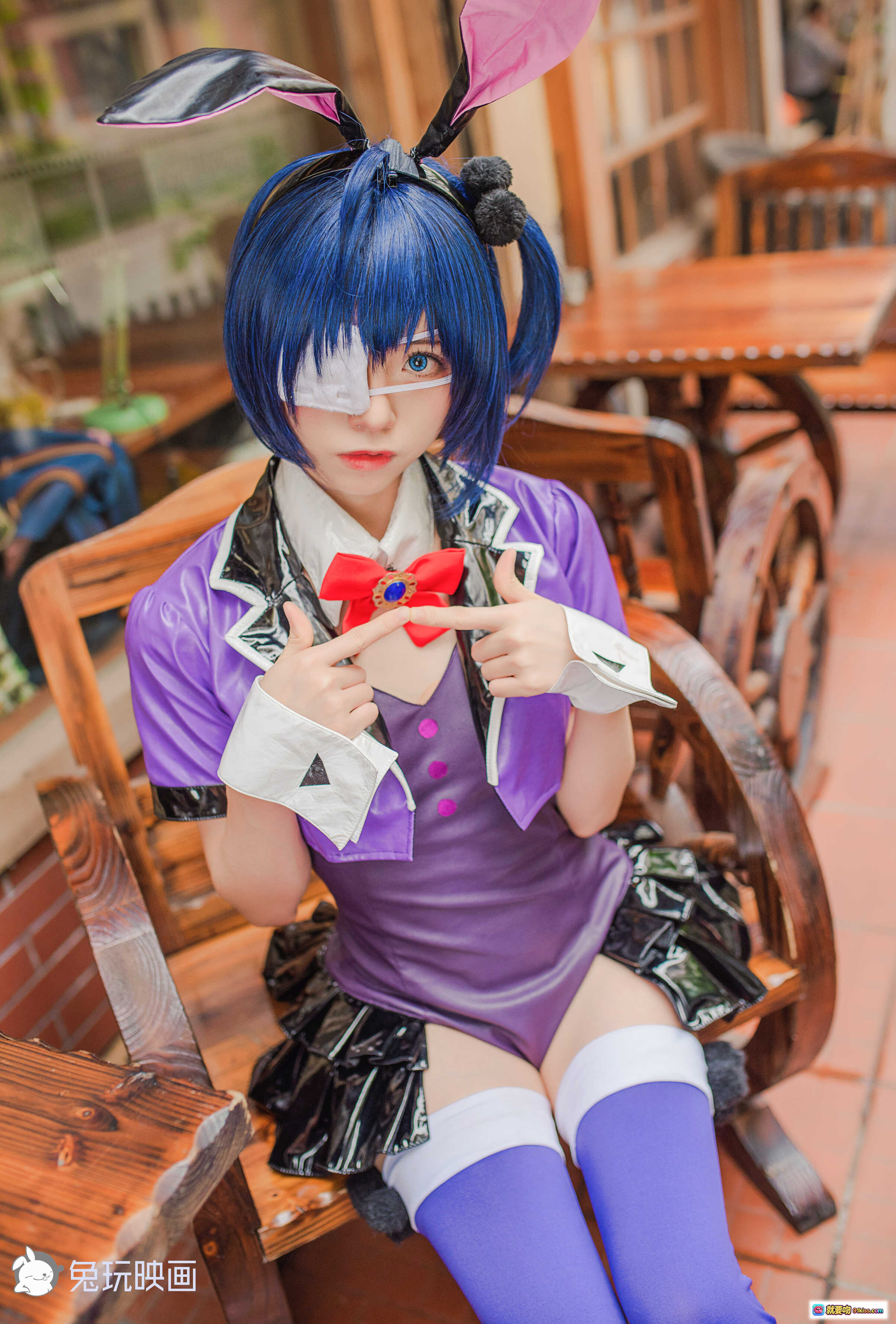 图片[3] - 小鸟游六花兔女郎Cosplay写真 | Kitaro绮太郎NO.041紫色制服黑丝美腿48P高清图集 - 就要吻