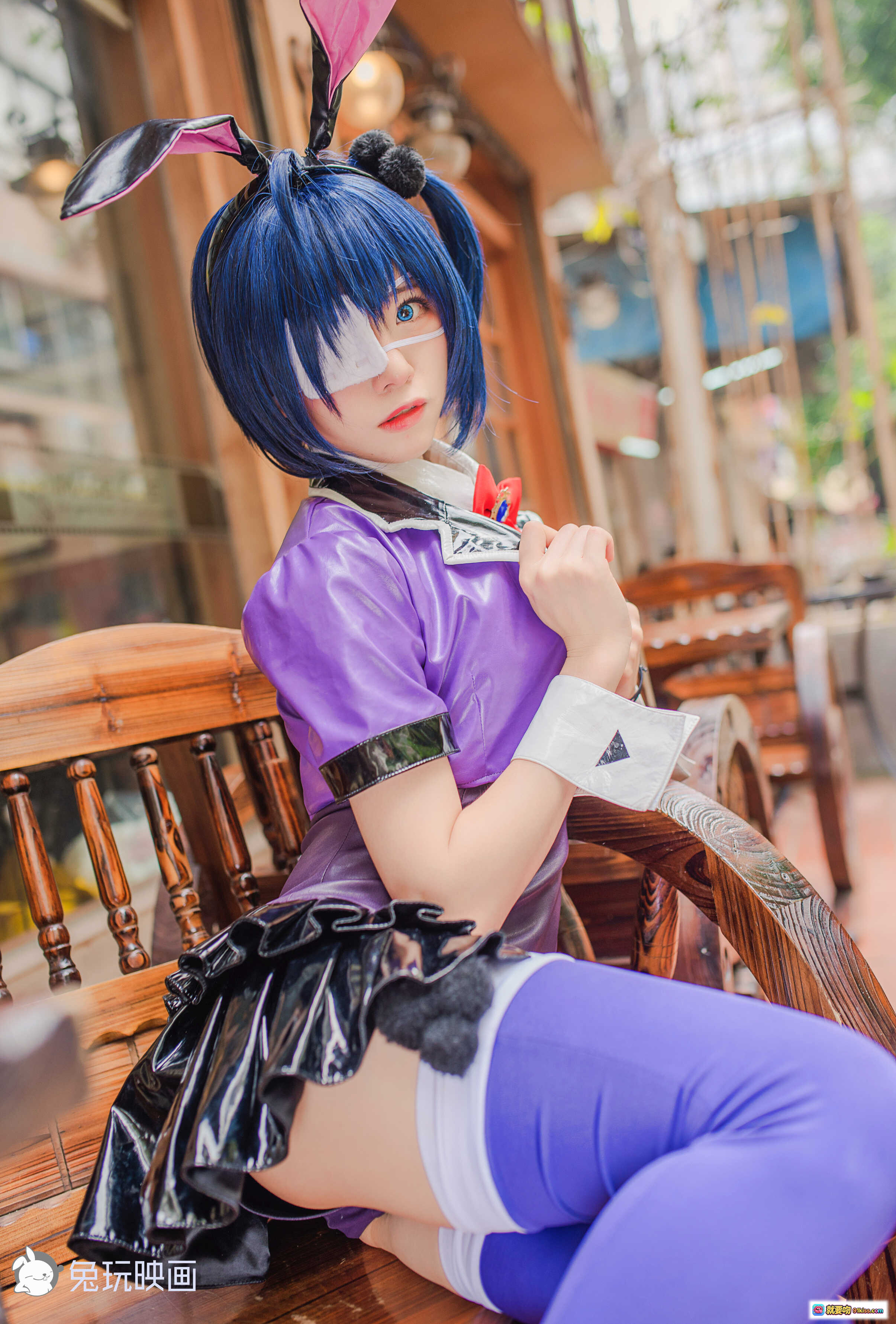 图片[4] - 小鸟游六花兔女郎Cosplay写真 | Kitaro绮太郎NO.041紫色制服黑丝美腿48P高清图集 - 就要吻