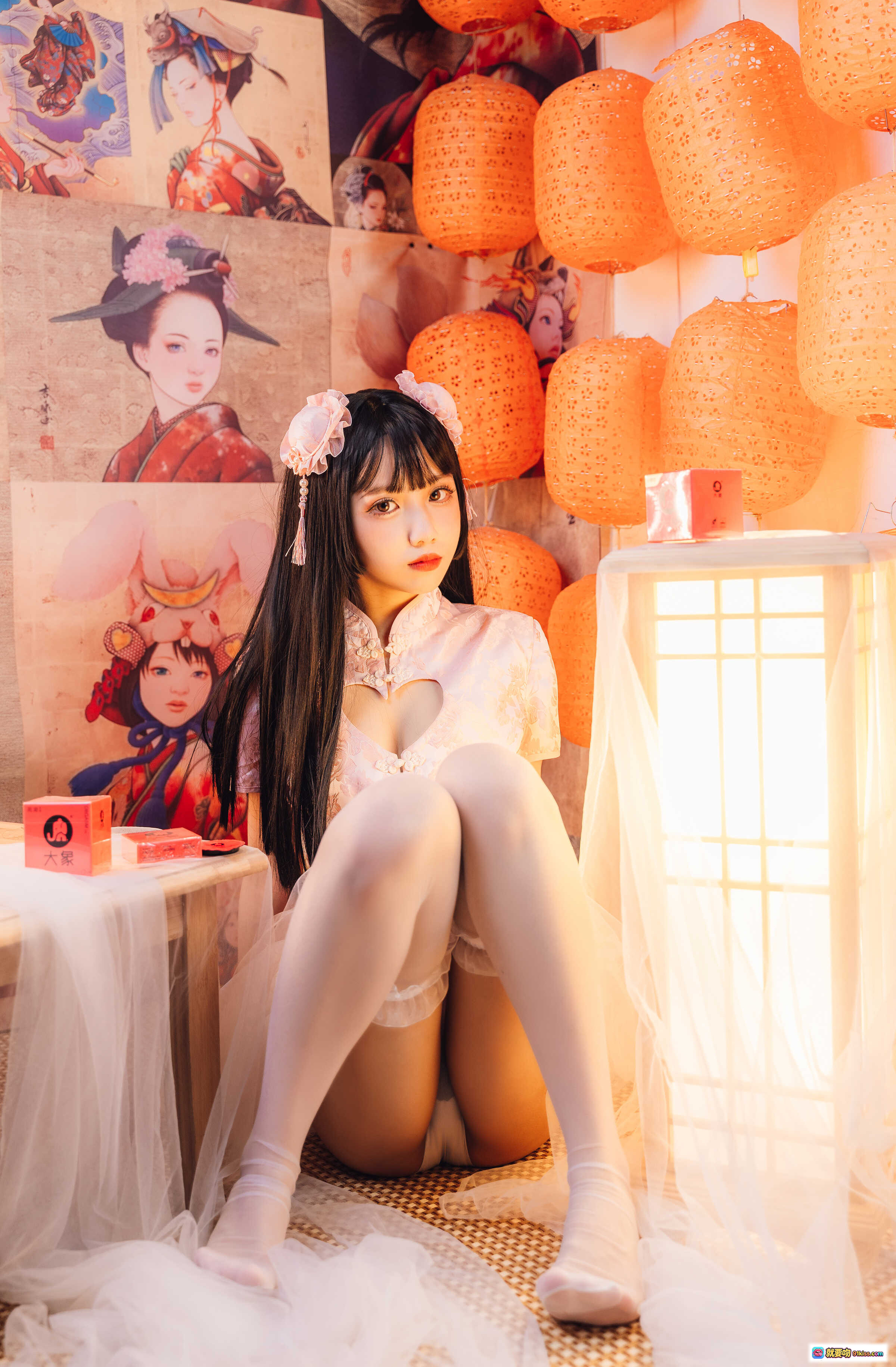 图片[3] - 果咩酱w NO.017 中国风电子图 21P 294MB 粉色旗袍少女 和风灯笼 地面躺姿 唯美写真 高清壁纸 二次元风格 梦幻场景 - 就要吻