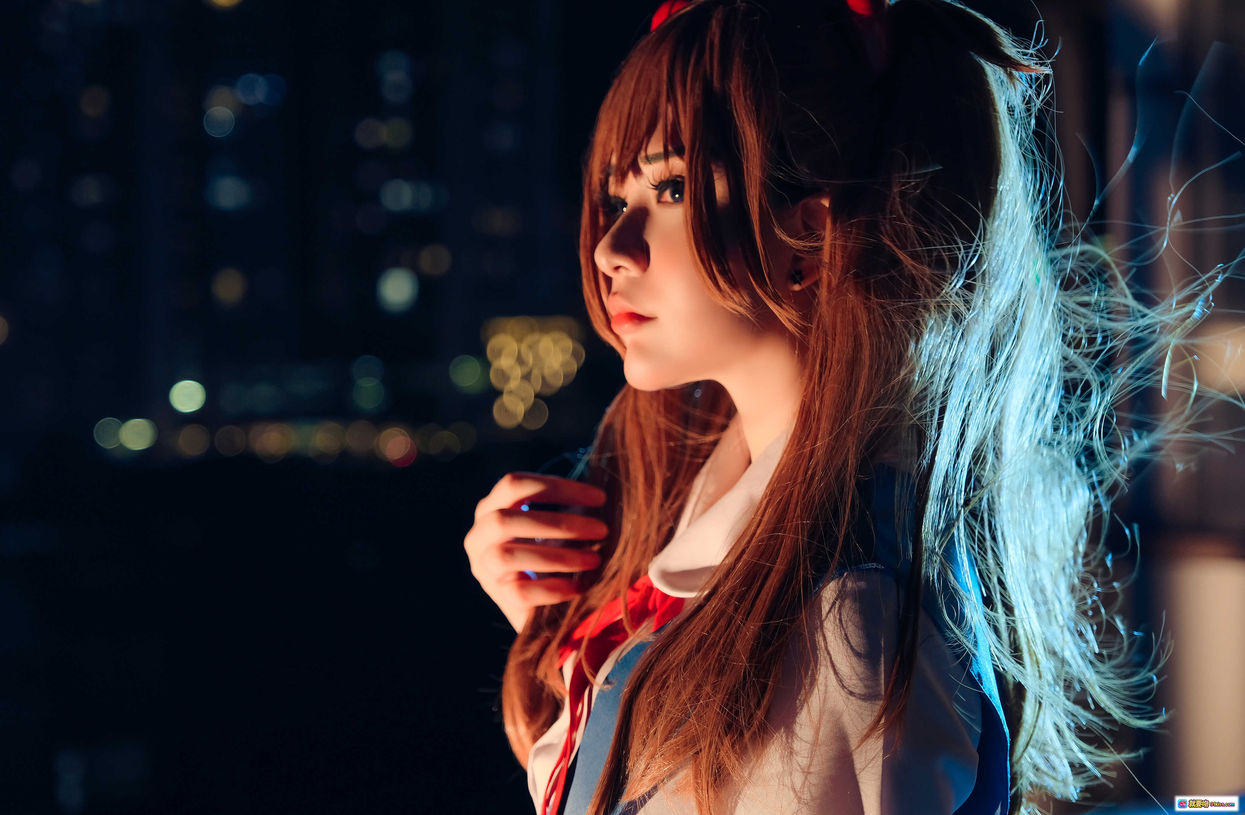 图片[10] - Asuka Cosplay夜景写真 | 蓝白校服+红发饰+性感翘臀 | Potato Godzilla NO.033 23P高清图集 - 就要吻