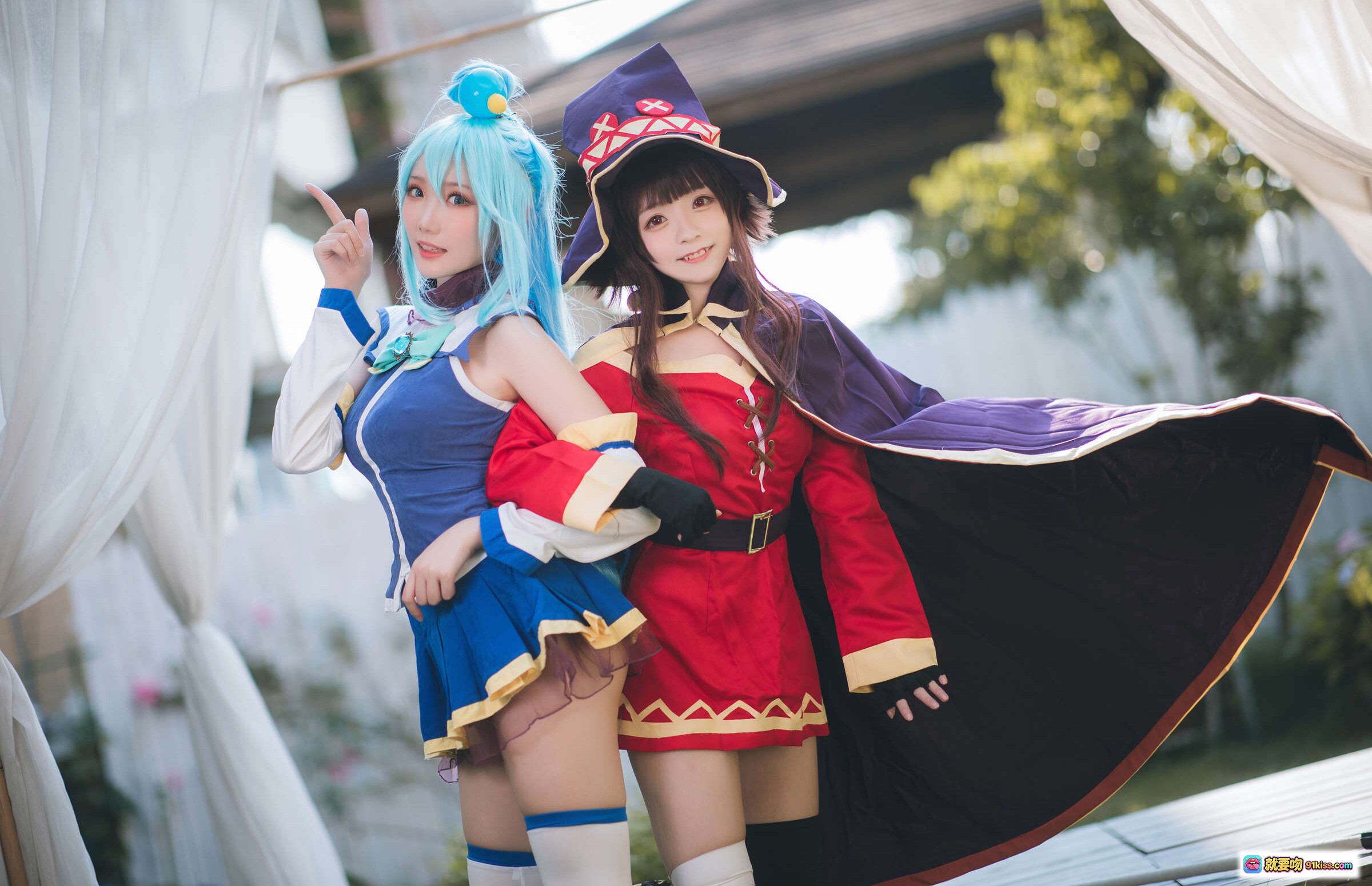 图片[5] - 瓜希酱NO.025阿库娅惠惠cosplay高清写真 二次元动漫角色扮演 蓝发魔法少女红衣巫女户外拍摄 精美服装道具还原度高 - 就要吻