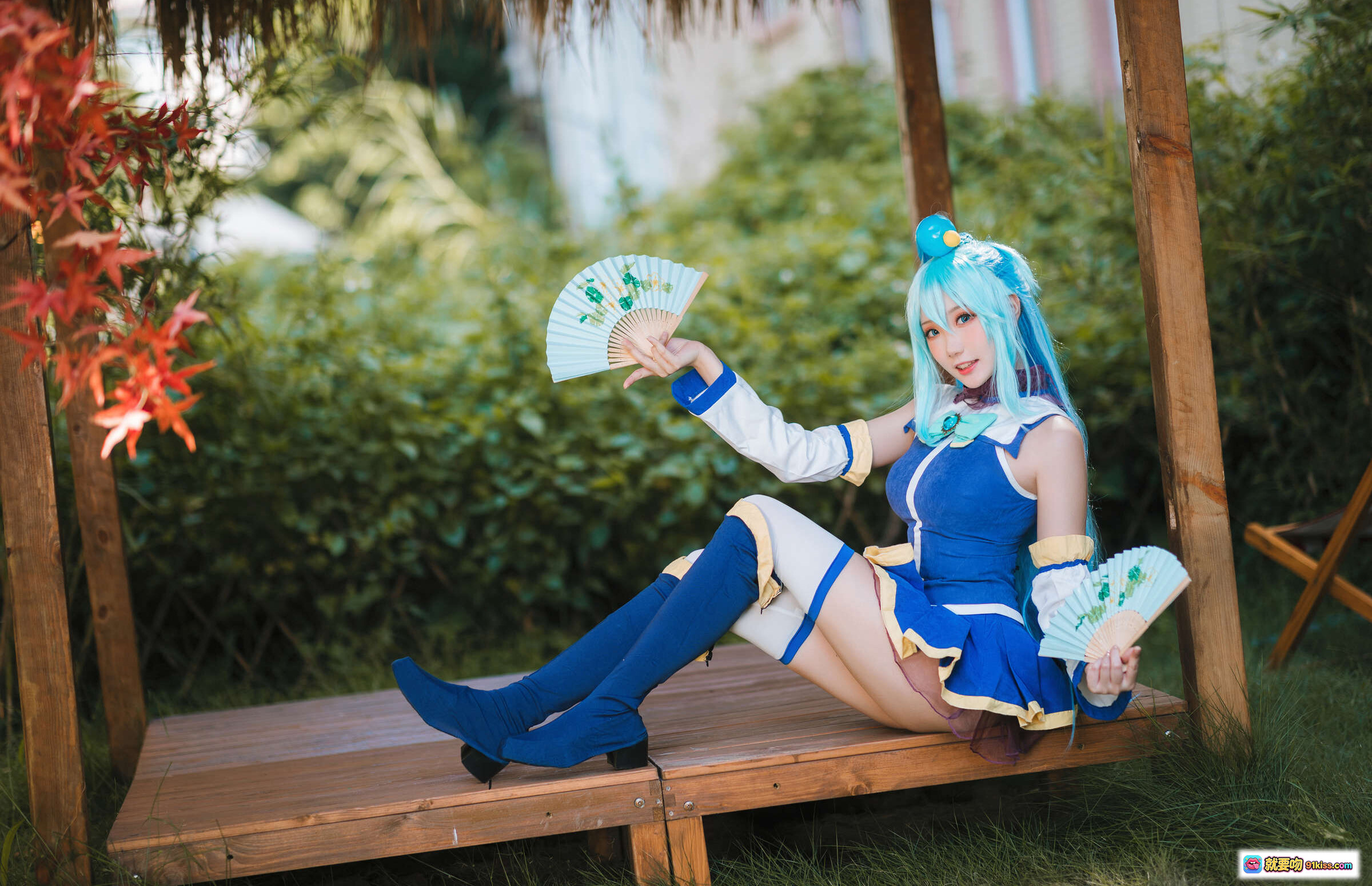 图片[7] - 瓜希酱NO.025阿库娅惠惠cosplay高清写真 二次元动漫角色扮演 蓝发魔法少女红衣巫女户外拍摄 精美服装道具还原度高 - 就要吻