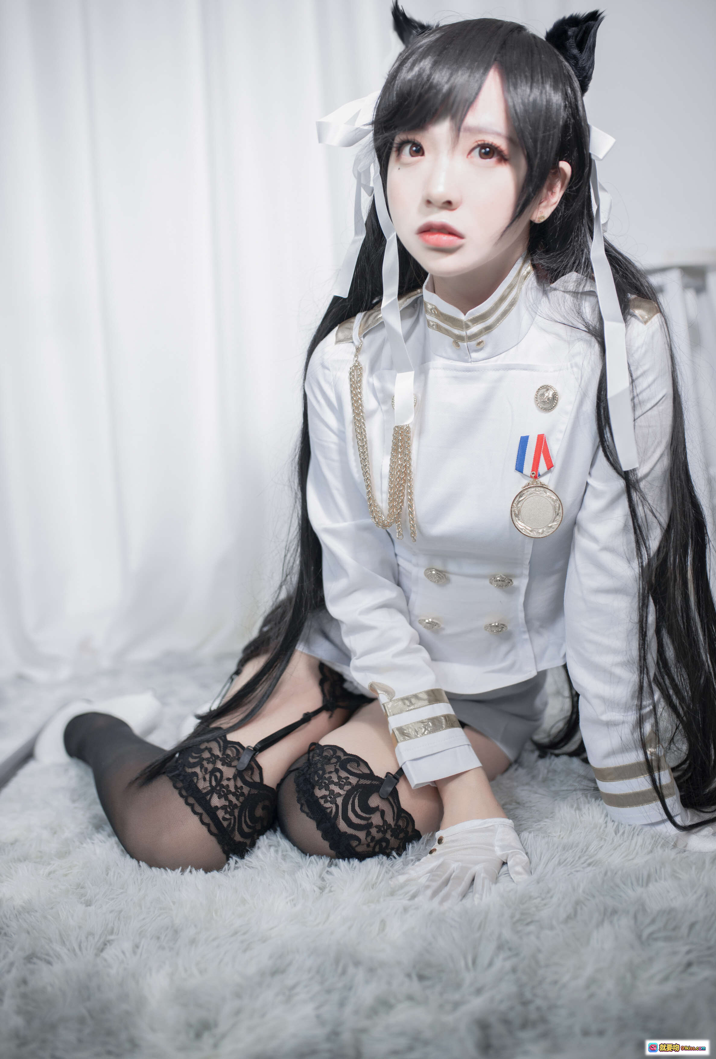 图片[4] - 疯猫ss NO.053 爱宕 Cosplay 白色制服 黑发猫耳 优雅姿势 25P高清写真 - 就要吻