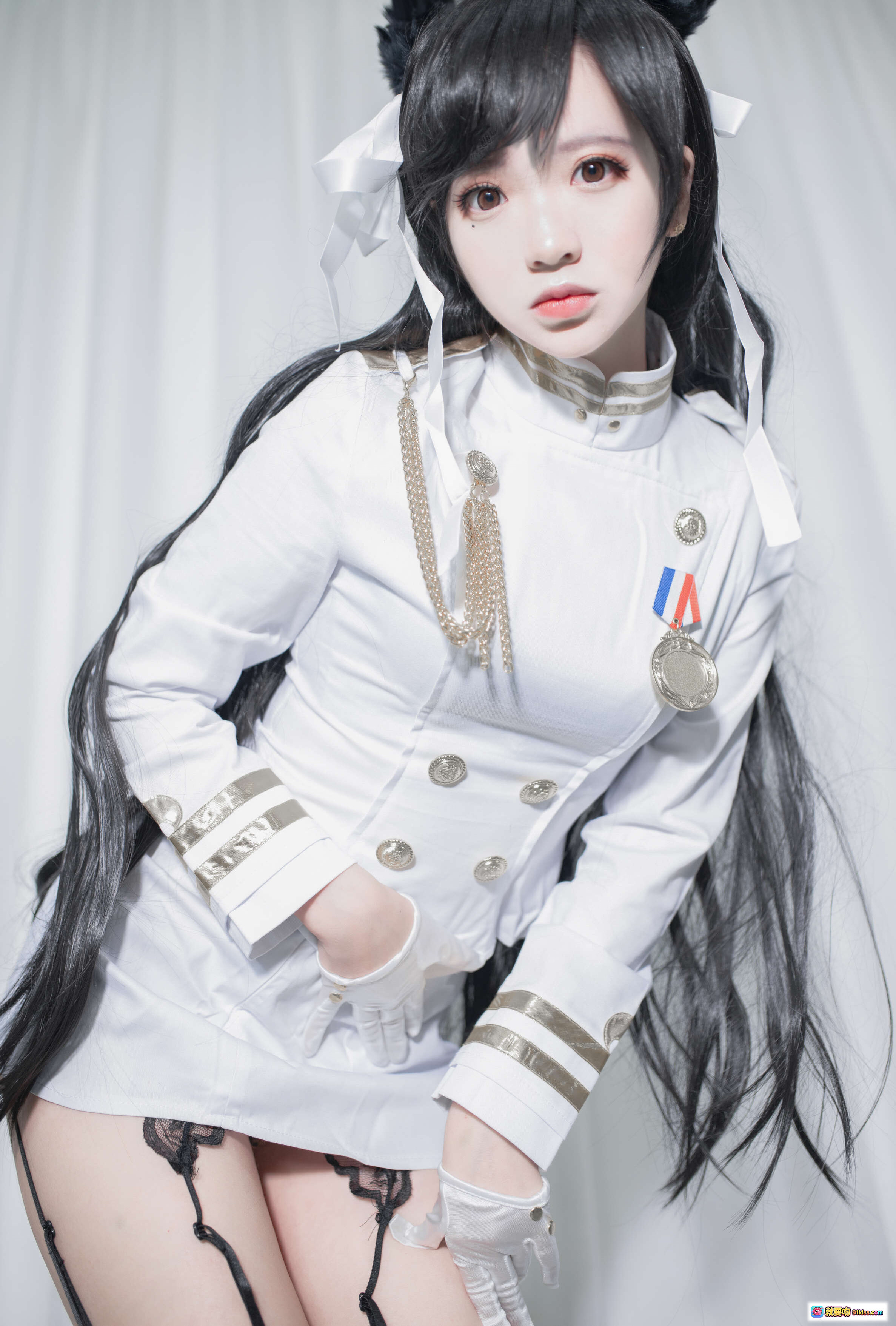图片[9] - 疯猫ss NO.053 爱宕 Cosplay 白色制服 黑发猫耳 优雅姿势 25P高清写真 - 就要吻