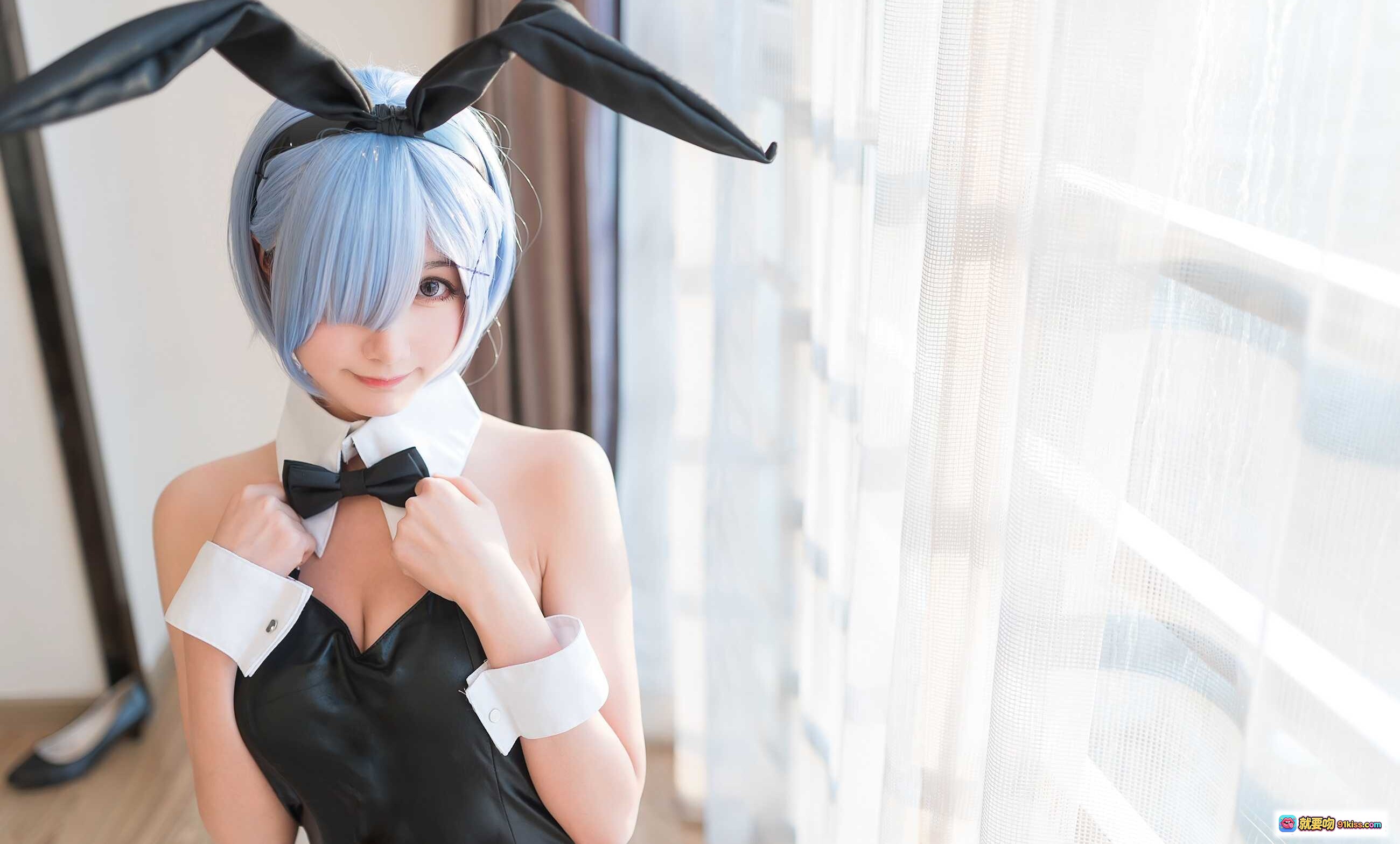 图片[5] - 木绵绵OwO NO.002 蕾姆兔女郎cosplay写真 60P高清美图 白发兔耳黑丝少女床照 二次元动漫角色扮演 甜美可爱风格 - 就要吻