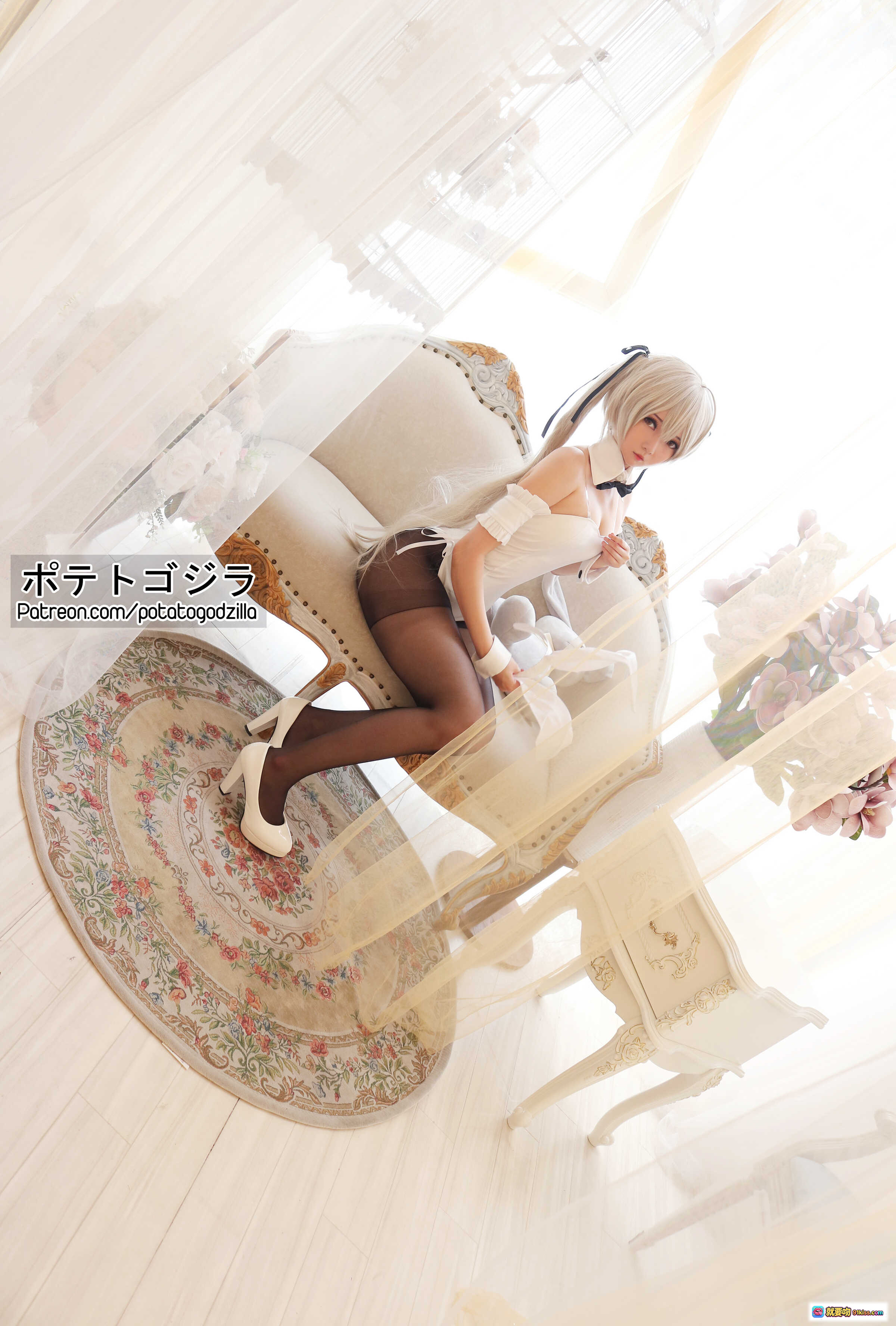 图片[4] - Sora Kasugano Bunny Suit Cosplay 美腿黑丝高跟 白色兔女郎装 室内柔光写真 31P高清图集 Potato Godzilla NO.027 - 就要吻