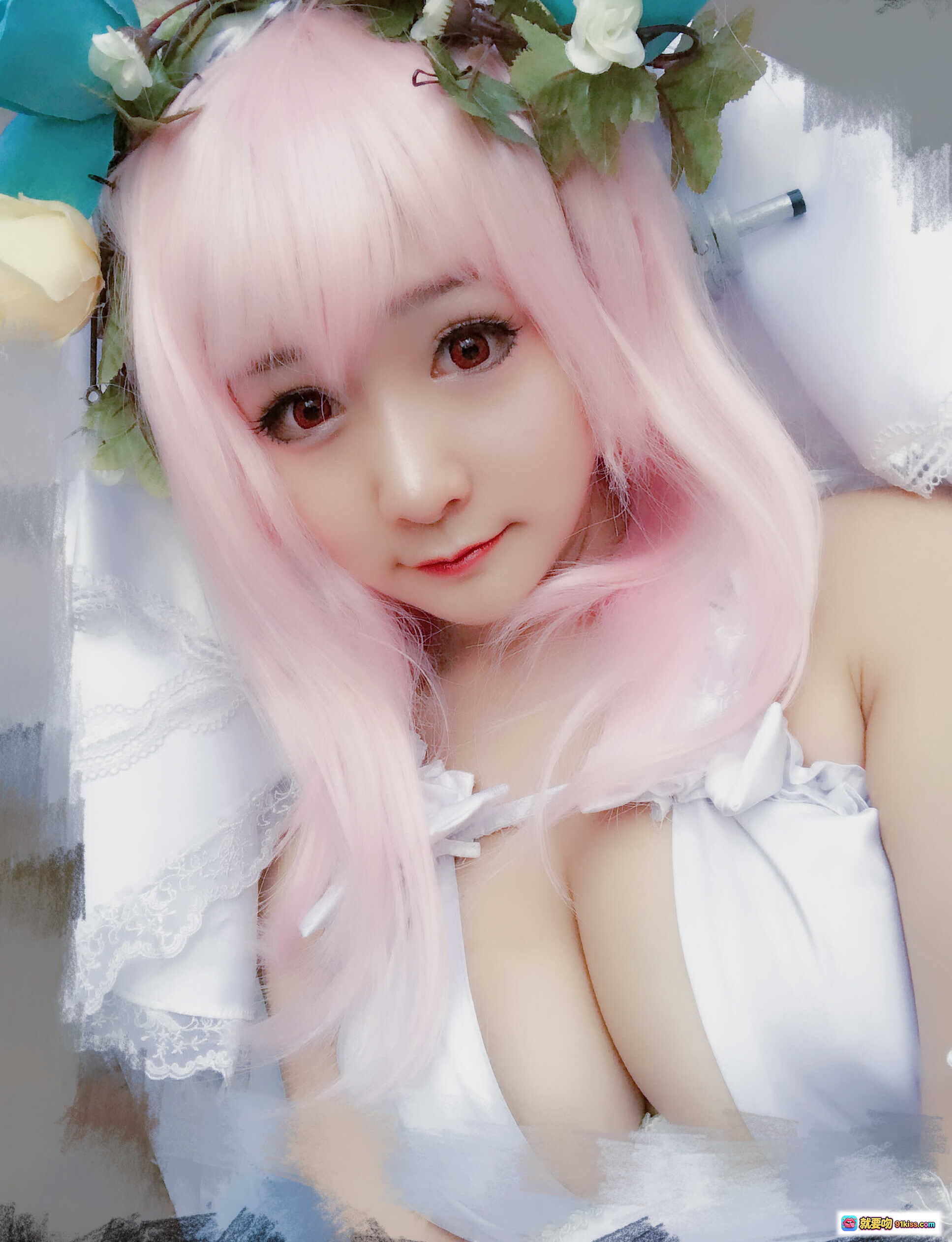 图片[6] - 三刀刀miido索尼子cosplay粉发少女白色蕾丝睡衣耳机萌系写真33P高清图集 - 就要吻