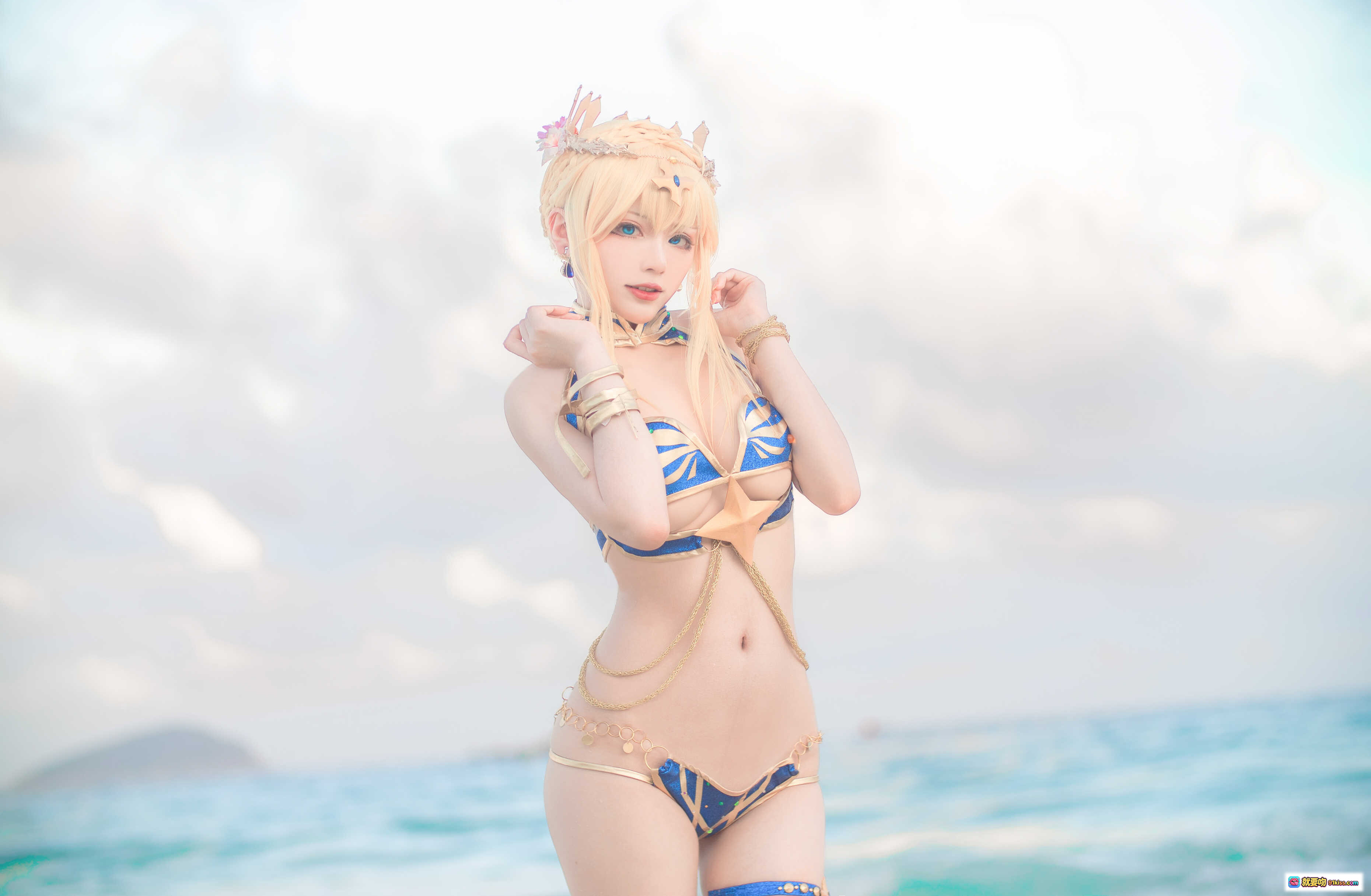 图片[3] - 起司块wii NO.028 白枪泳装cosplay海滩写真 48P高清图集 金发比基尼少女海边摆拍 美腿湿沙倒影 自然光人像摄影 - 就要吻