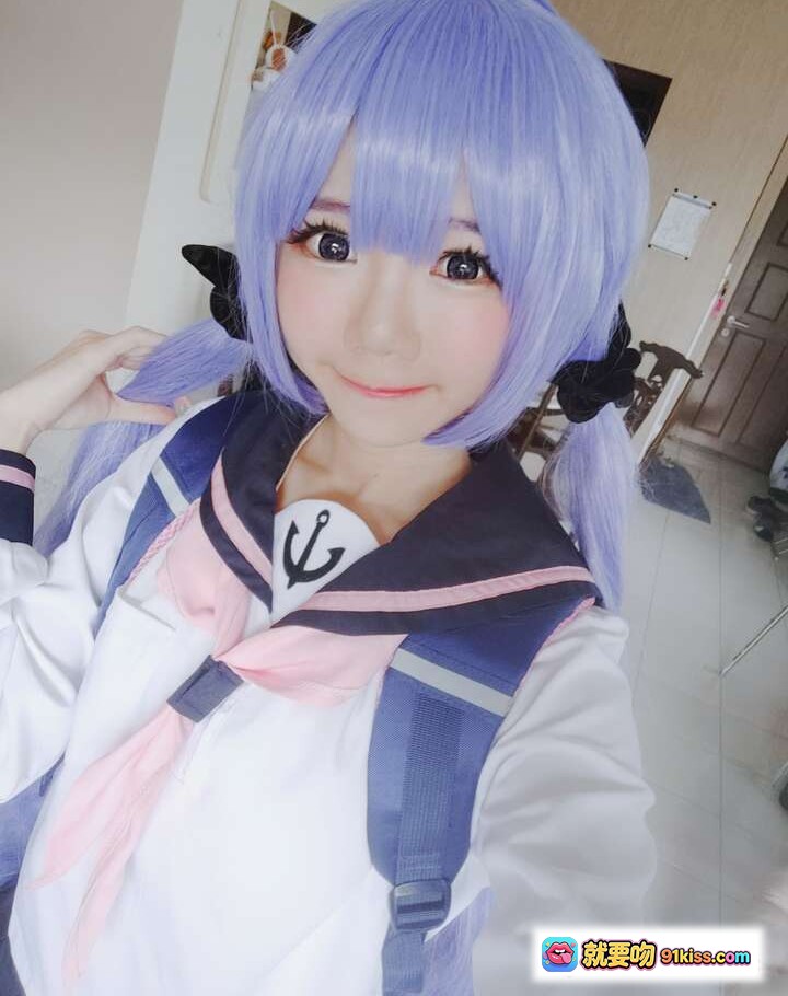 图片[3] - Sally Dorasnow NO.011 独角兽JK制服 Cosplay 紫发少女 白色毛绒独角兽发饰 校园风写真 34P高清图集 - 就要吻