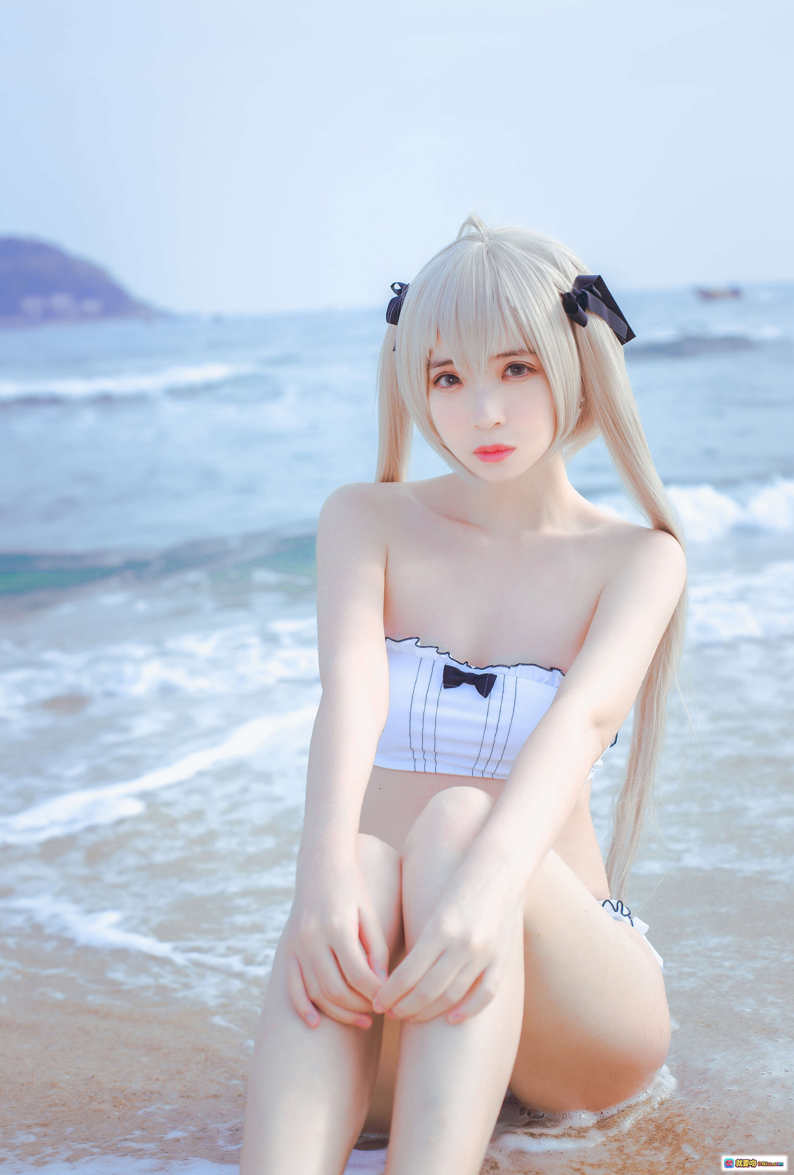 图片[6] - 疯猫ss NO.088 穹妹海边写真 白色比基尼沙滩美少女 清新自然海岸风光 34P高清图集 - 就要吻