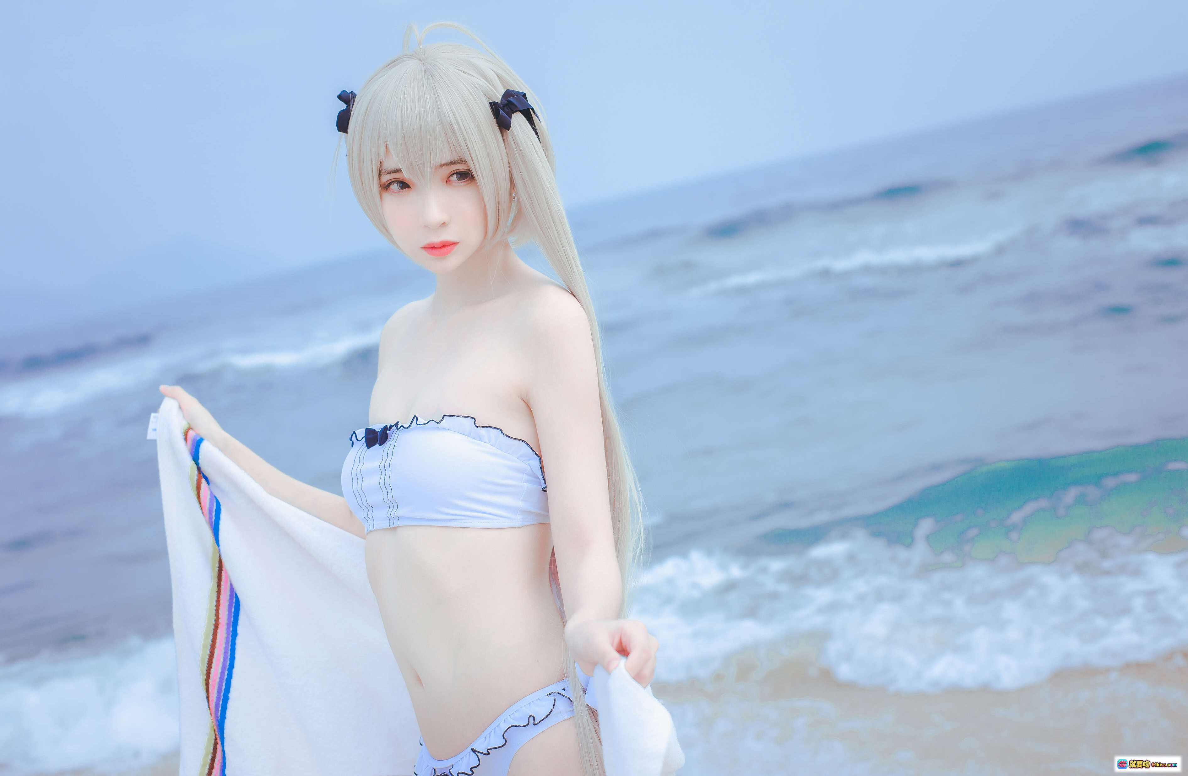 图片[9] - 疯猫ss NO.088 穹妹海边写真 白色比基尼沙滩美少女 清新自然海岸风光 34P高清图集 - 就要吻