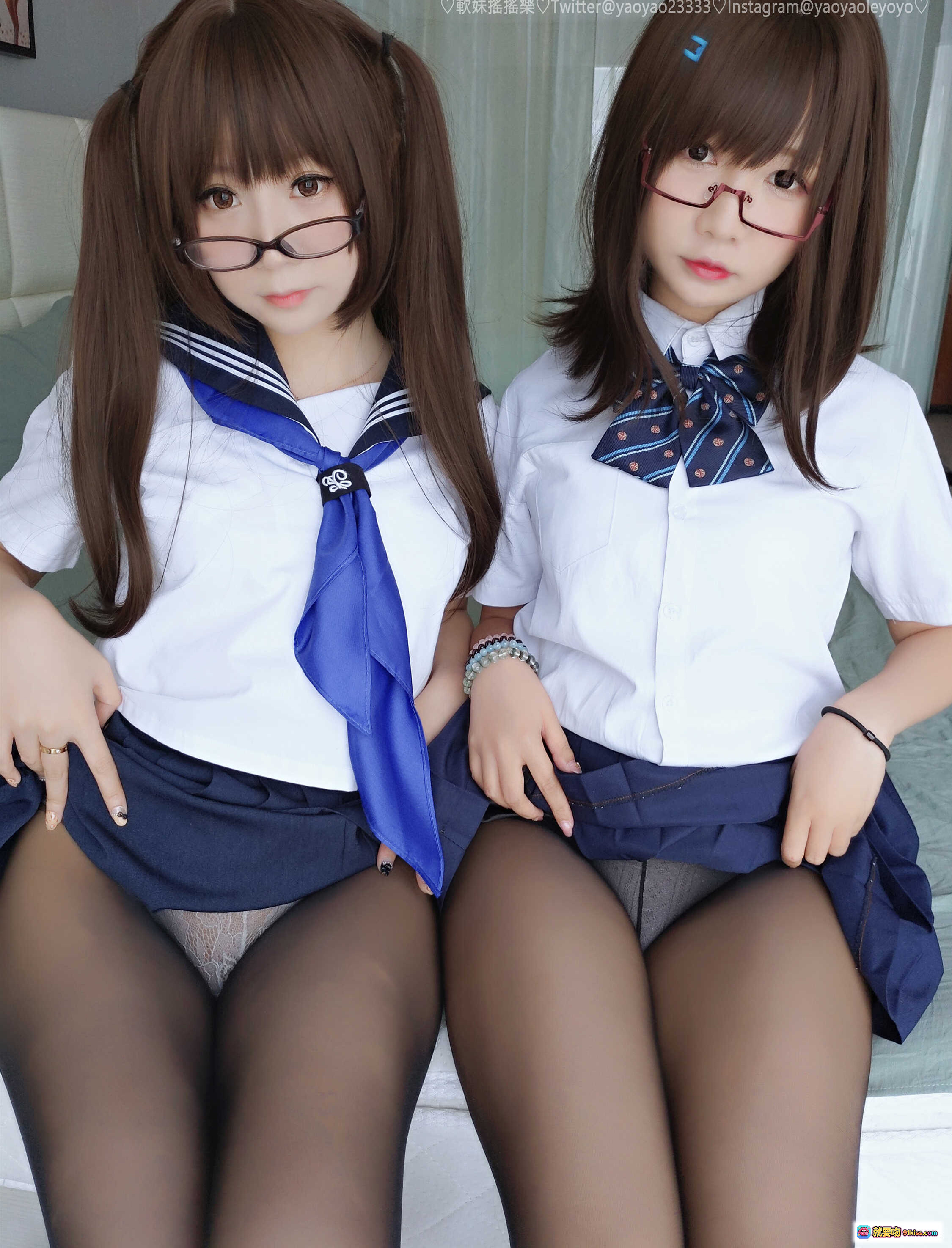 图片[6] - 铭铭Kizami Vol.010 軟妹黑絲JK制服寫真 37P高畫質 甜美雙馬尾 眼鏡少女 情侶坐姿 床上私房拍攝 - 就要吻