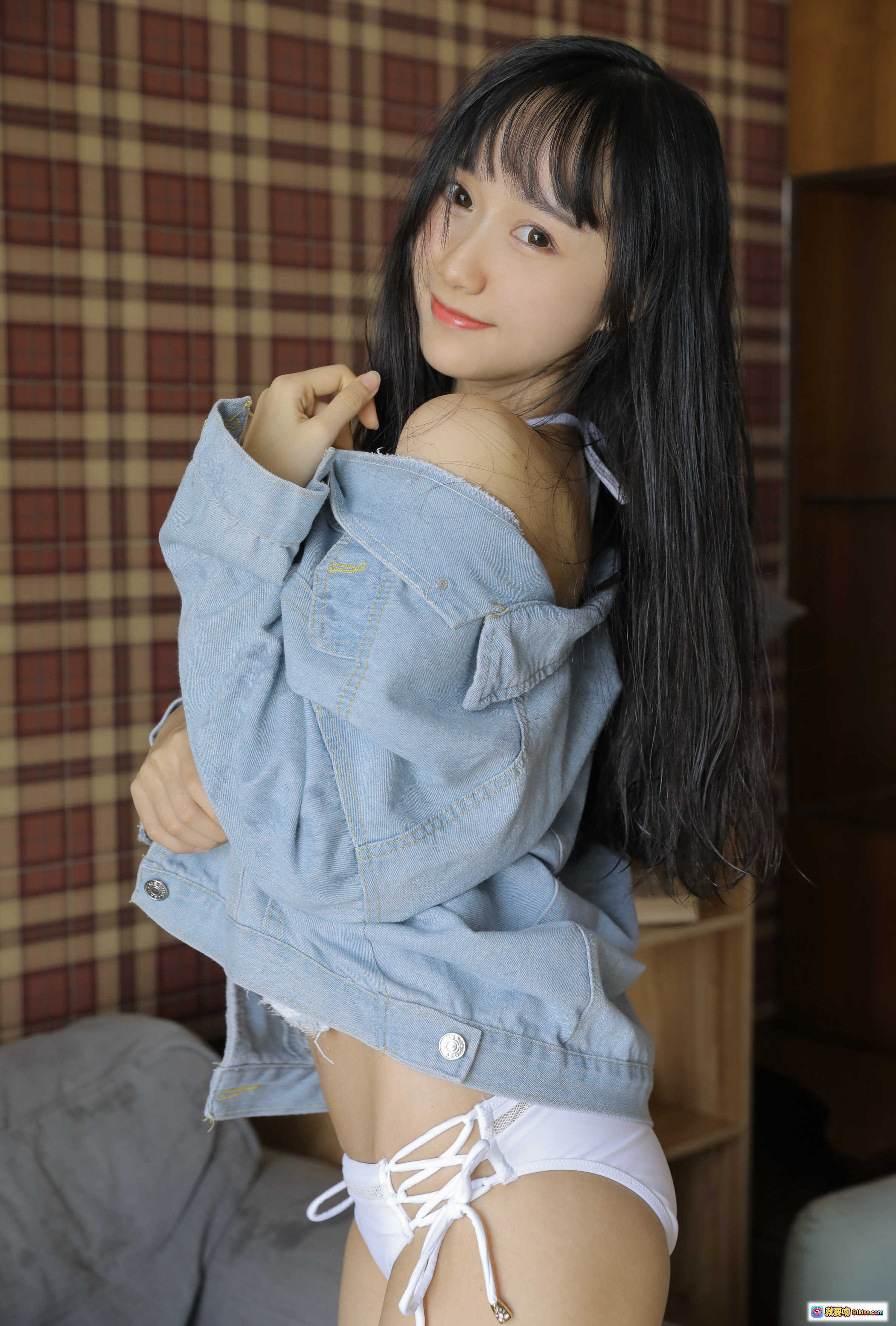 木绵绵OwO NO.021 绵相随 性感小可爱牛仔外套白内裤写真 22P高清图集 - 就要吻