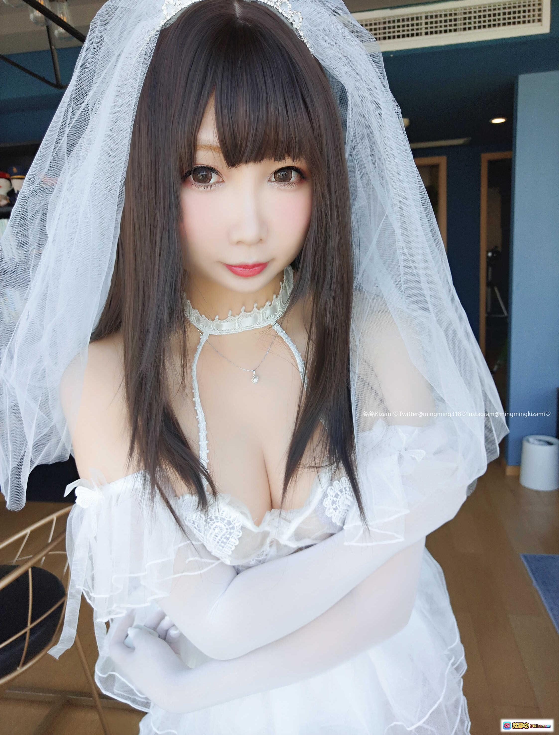 图片[4] - 铭铭Kizami Vol.017 白纱新娘自拍写真 美臀蕾丝内衣 透明薄纱头纱 甜美性感私房照 - 就要吻