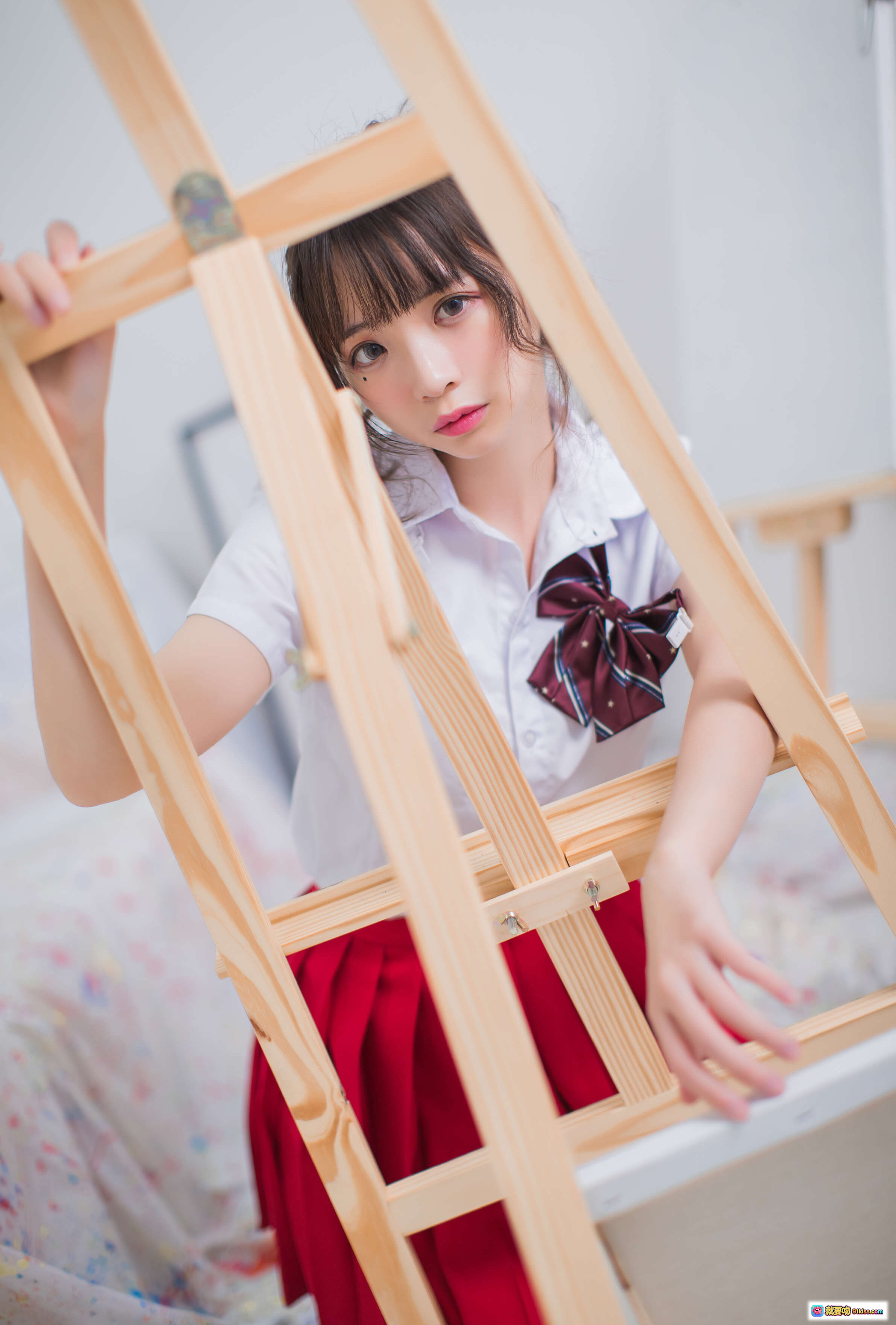 图片[9] - 疯猫ss NO.046 黑丝JK少女写真 47P高清图集 彩绘背景校园风美腿黑丝制服诱惑 - 就要吻