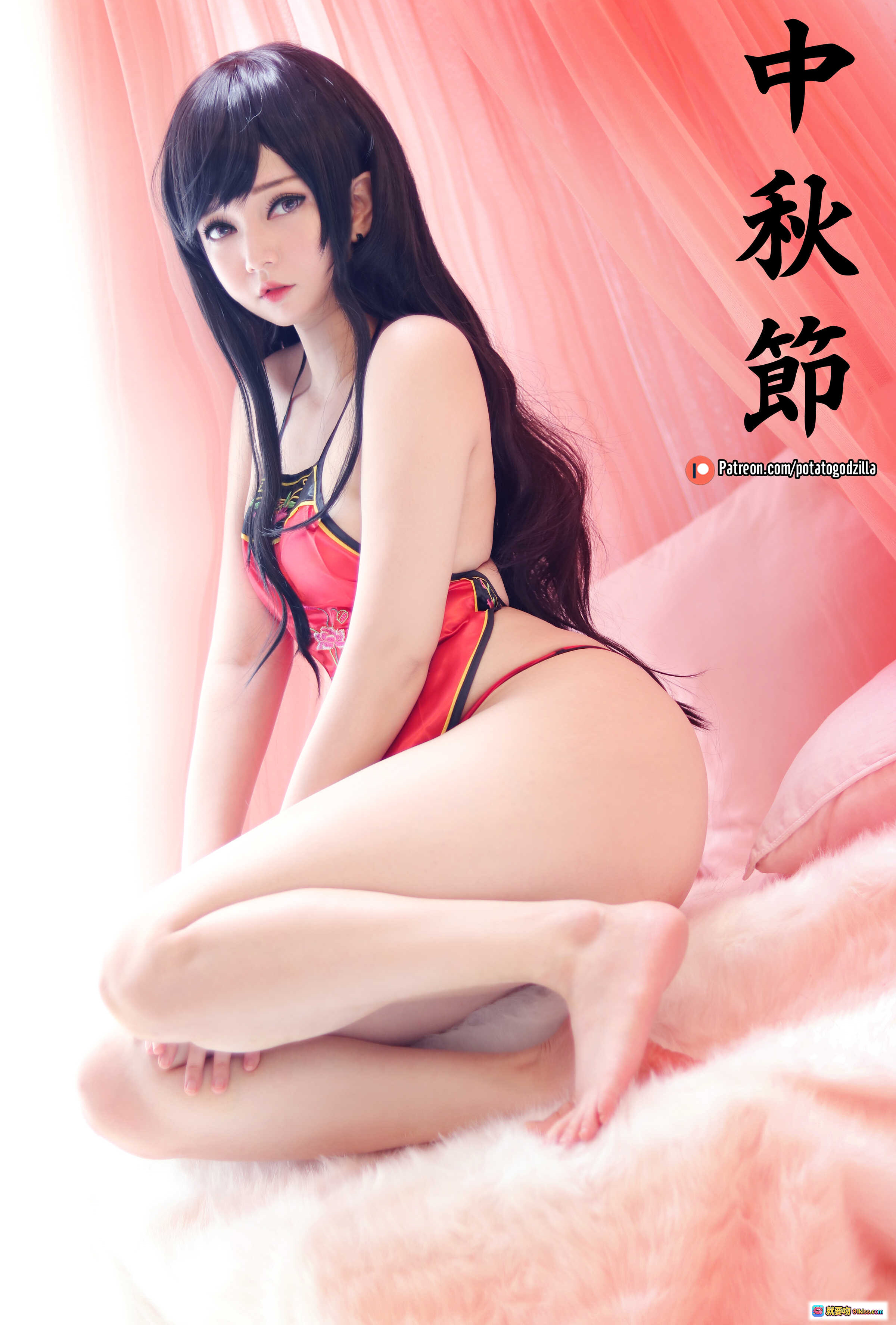 图片[10] - 中秋節Cosplay寫真｜Potato Godzilla NO.011 紅色刺繡旗袍風內衣｜2019中秋限定｜22P高清圖集 - 就要吻