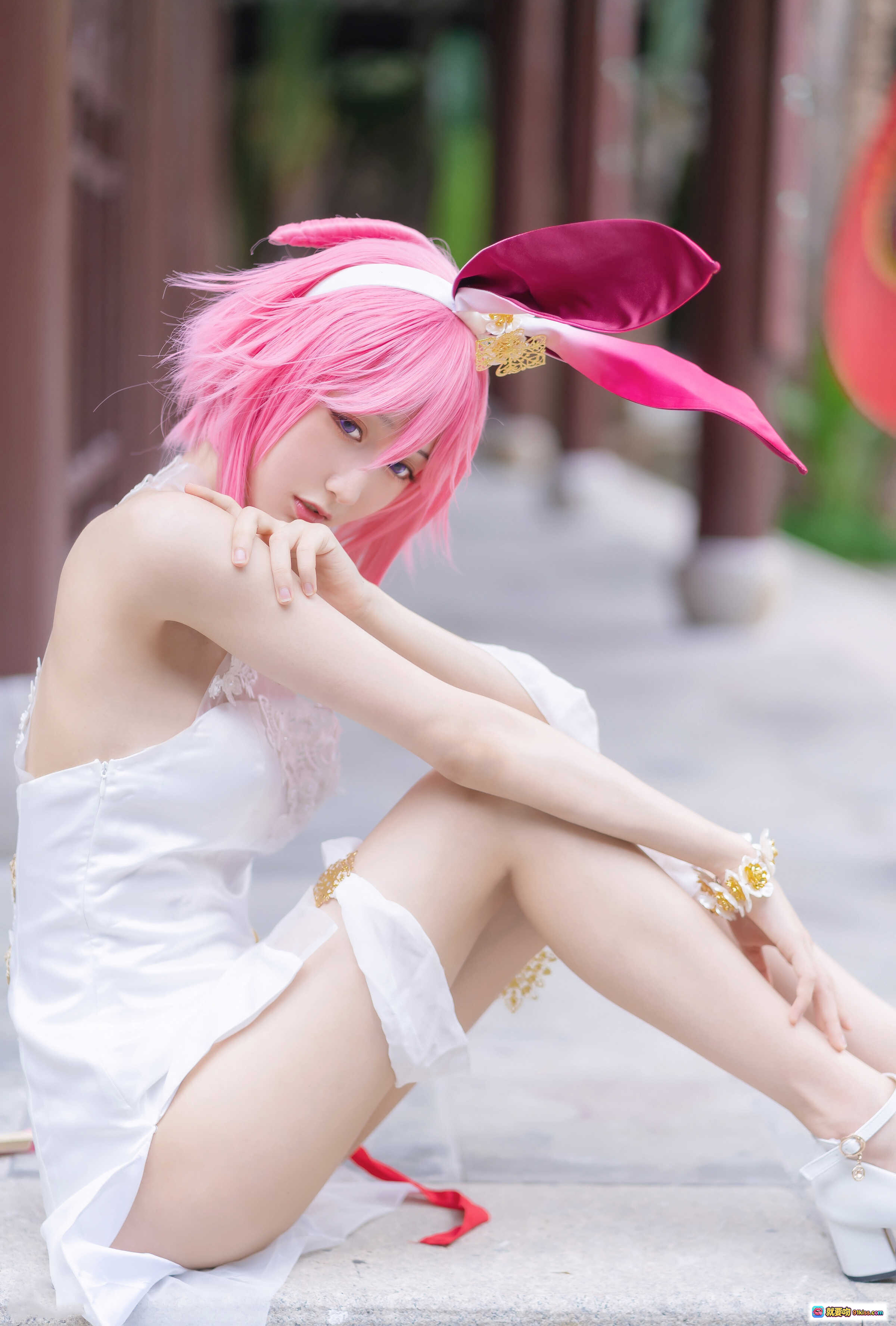 图片[9] - 木绵绵OwO八重樱cosplay粉发兔耳白裙古风写真31P高清美图 - 就要吻