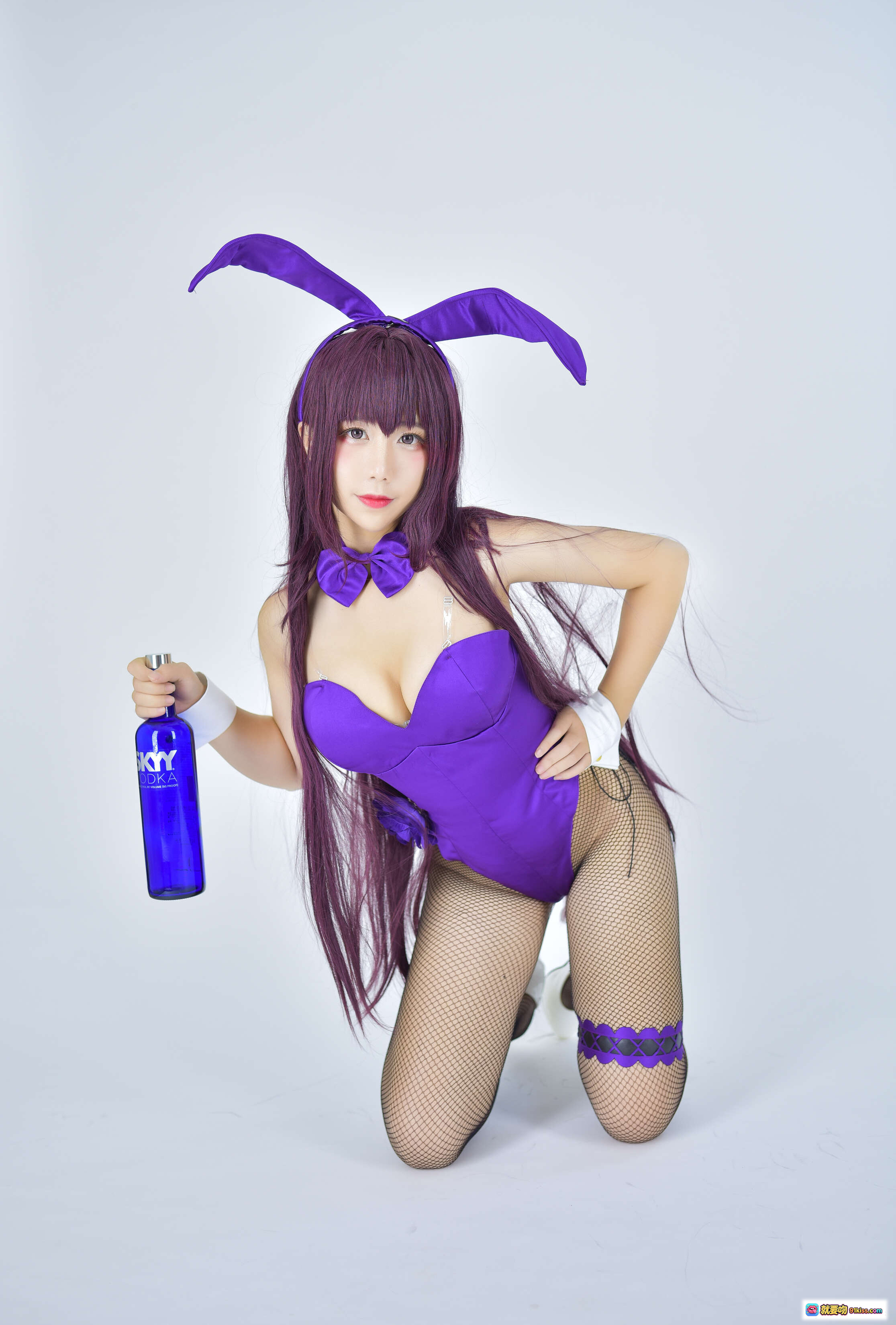 图片[6] - 九曲Jean NO.022 兔女郎师匠紫色紧身衣cosplay写真 41P高清图集 网袜高跟白鞋搭配紫色兔耳发饰 - 就要吻