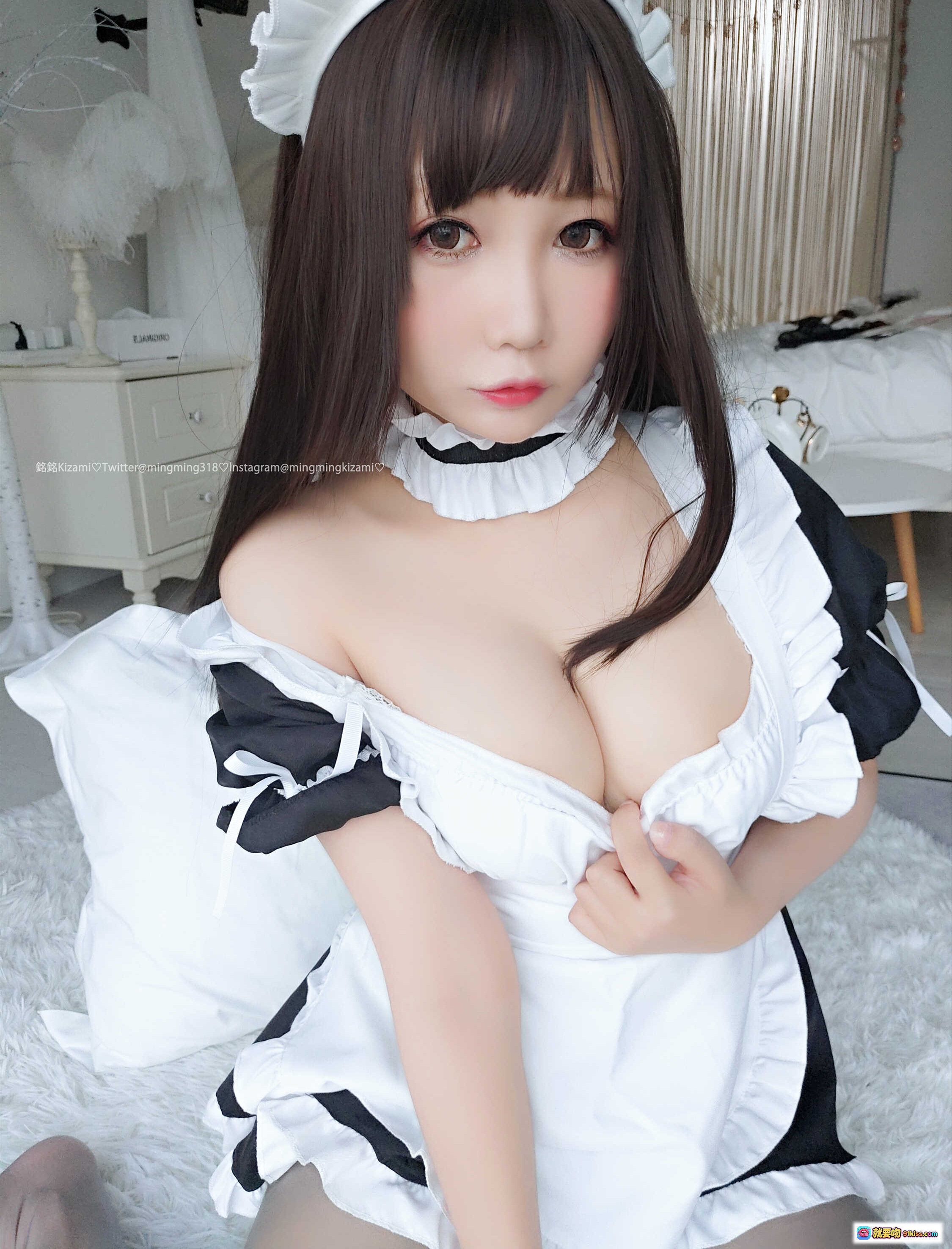 图片[4] - 铭铭Kizami Vol.015 自拍写真 | 白色女仆装+豹纹内裤+黑丝美腿 | 室内私房摄影 | 34P高清图集 - 就要吻