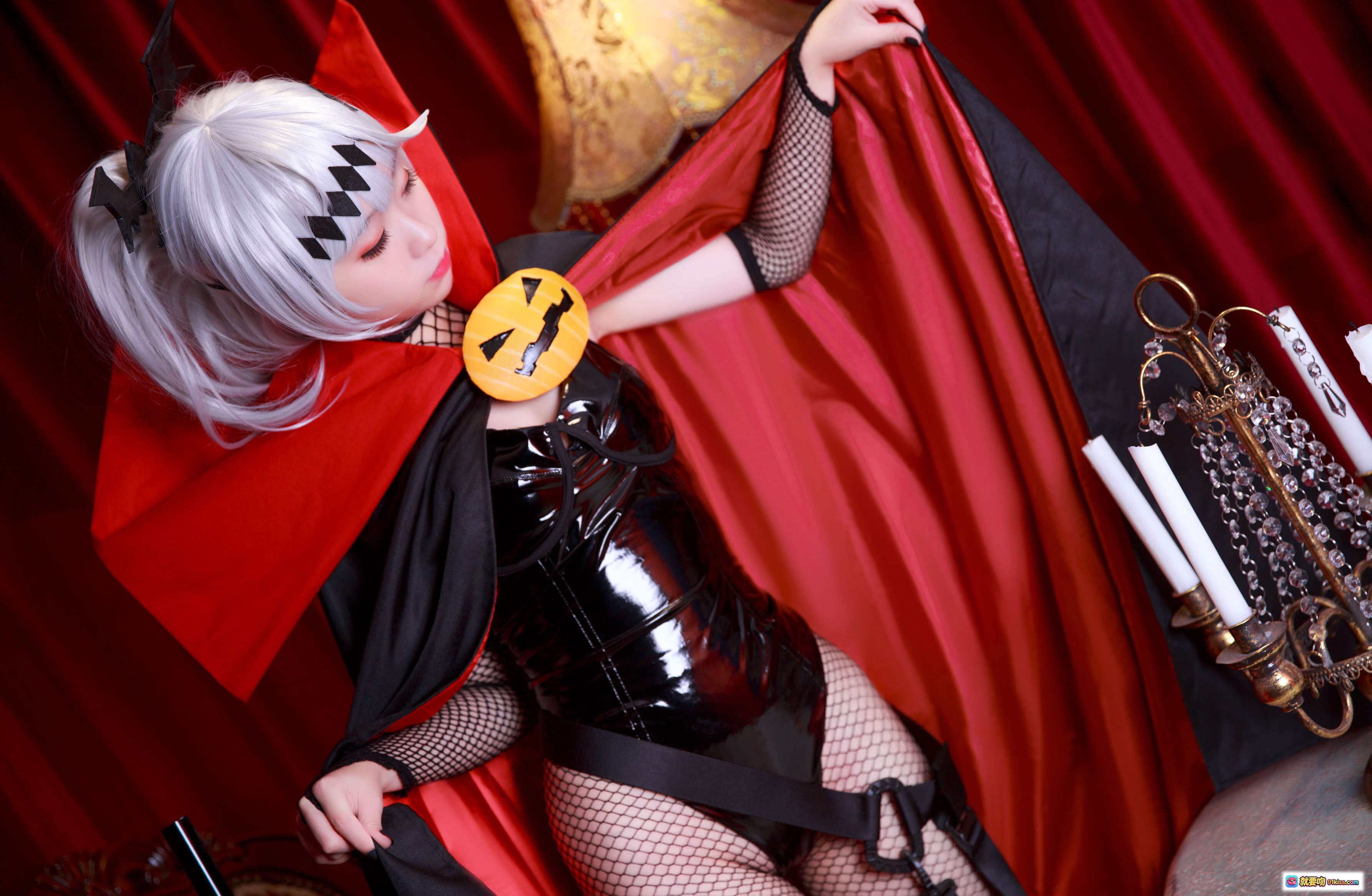 图片[10] - G44不会受伤 NO.001 psg万圣节cosplay 白发黑丝网袜性感写真 15P高清图集 - 就要吻