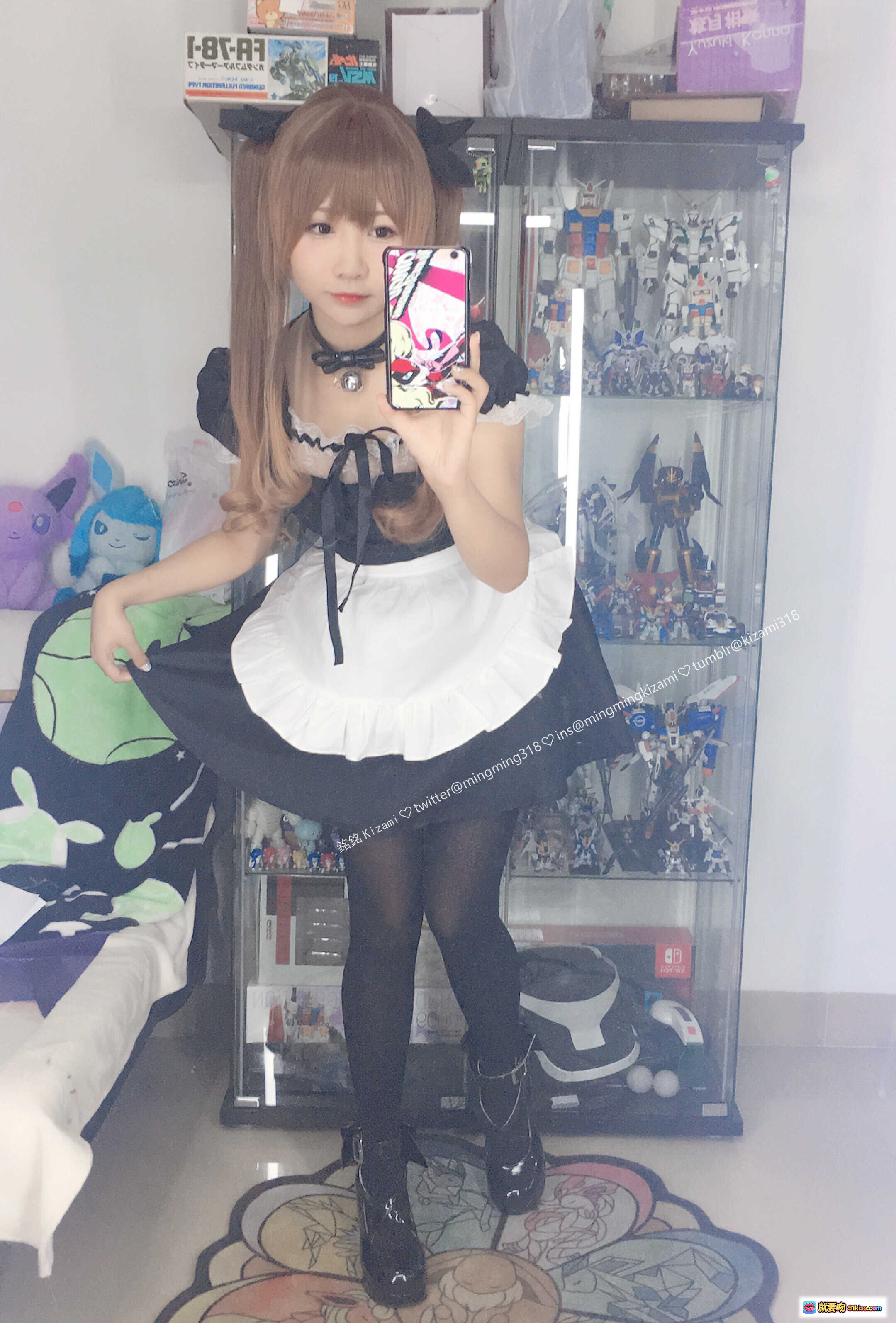 图片[3] - 铭铭Kizami Vol.011 兔子女仆写真 48P高清美图 黑丝吊带袜高跟鞋 二次元宅系房间背景 机甲手办收藏展示 - 就要吻