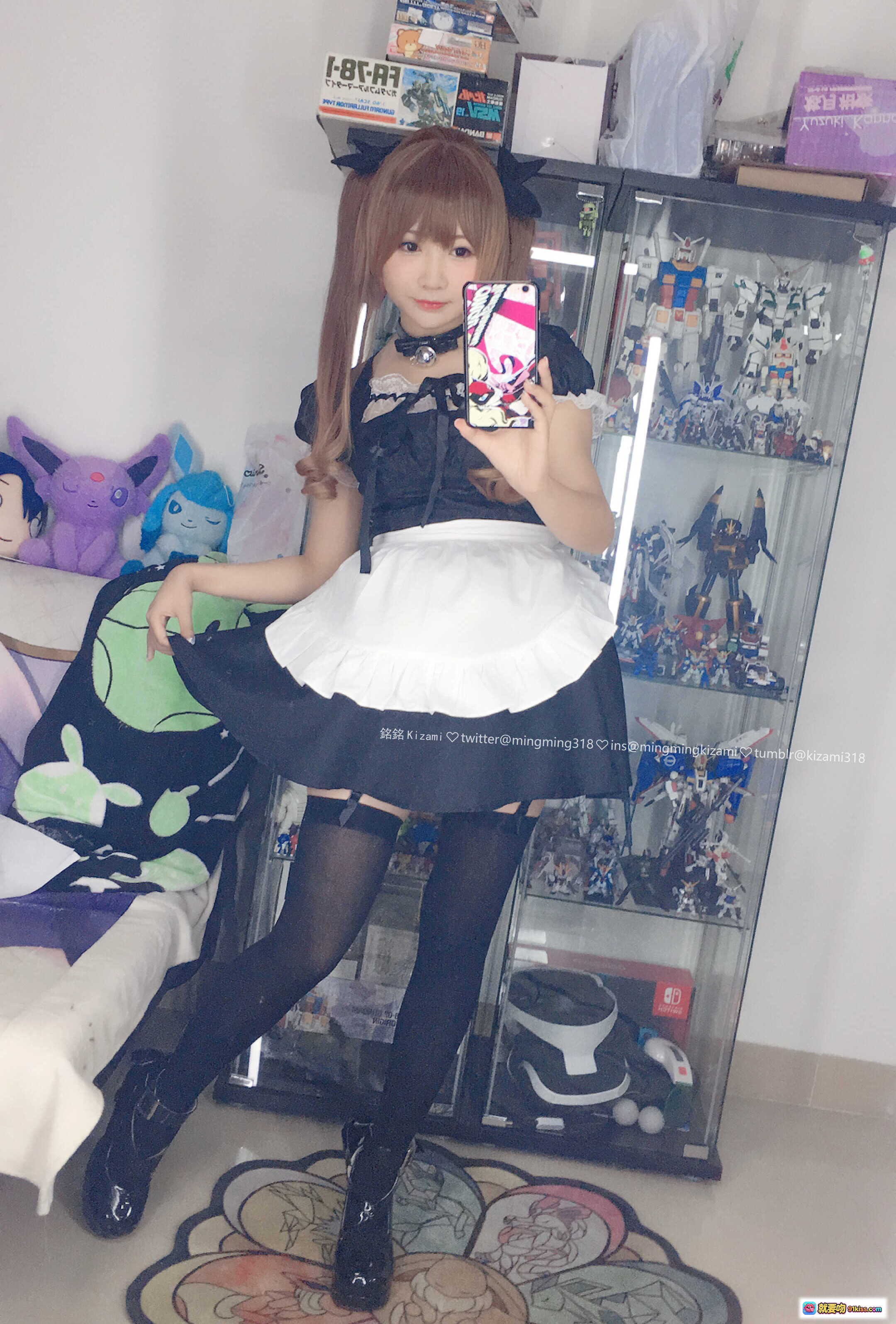 图片[7] - 铭铭Kizami Vol.011 兔子女仆写真 48P高清美图 黑丝吊带袜高跟鞋 二次元宅系房间背景 机甲手办收藏展示 - 就要吻