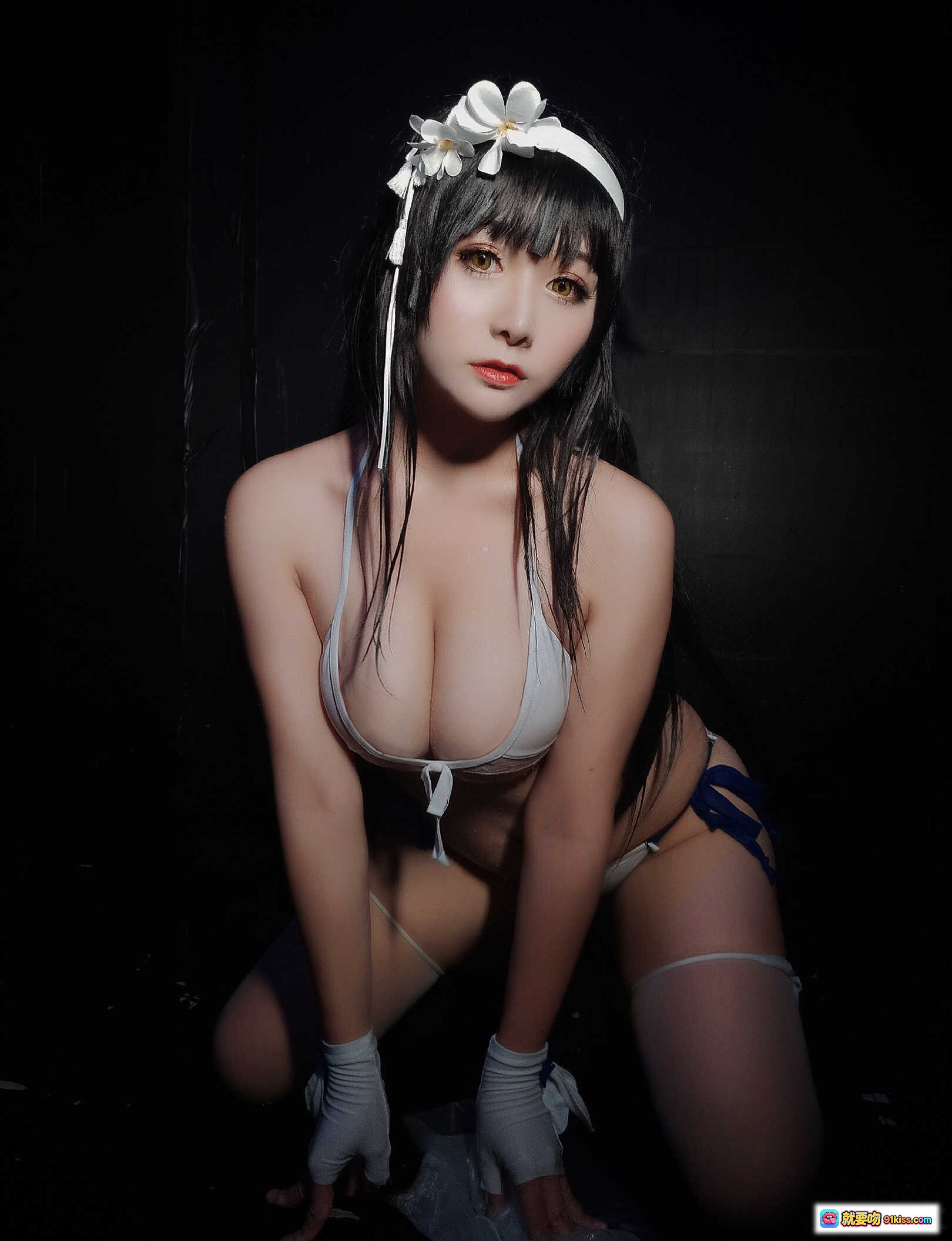 图片[7] - 三刀刀miido NO.002 95夏鸣蝉 cosplay写真 | 白色比基尼+透明内裤+花饰发带+手套美腿 | 25P高清图集 - 就要吻