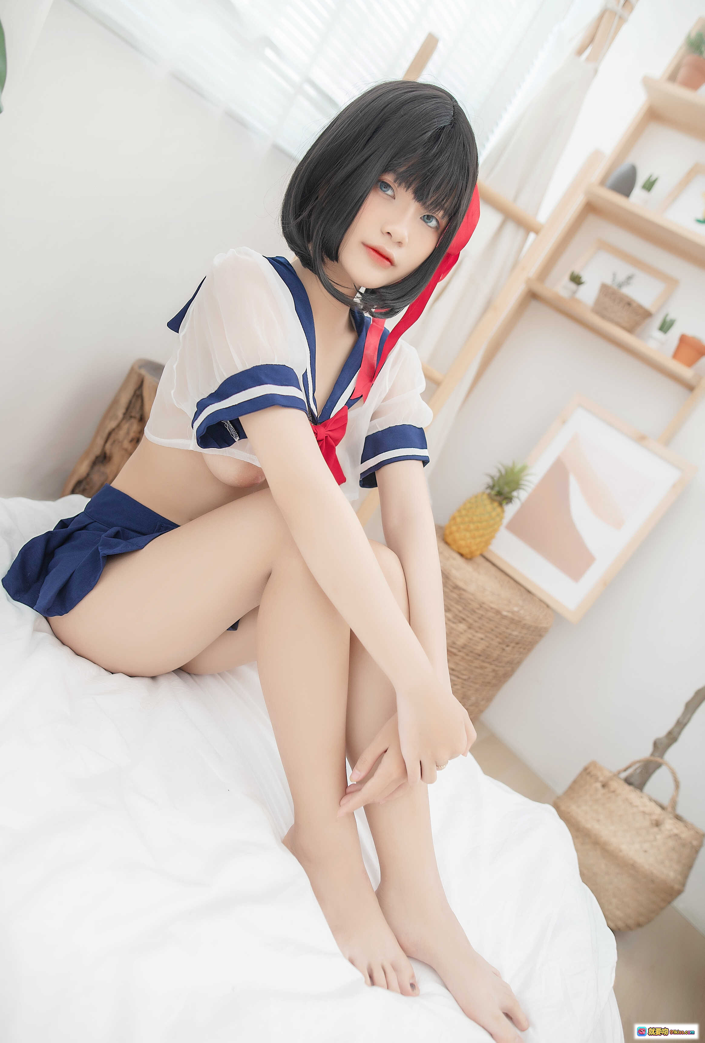 图片[7] - Azami NO.050 June 美女写真 10P 75MB 蓝裙红领结 白色栏杆遮挡 性感私房照 无视频 - 就要吻
