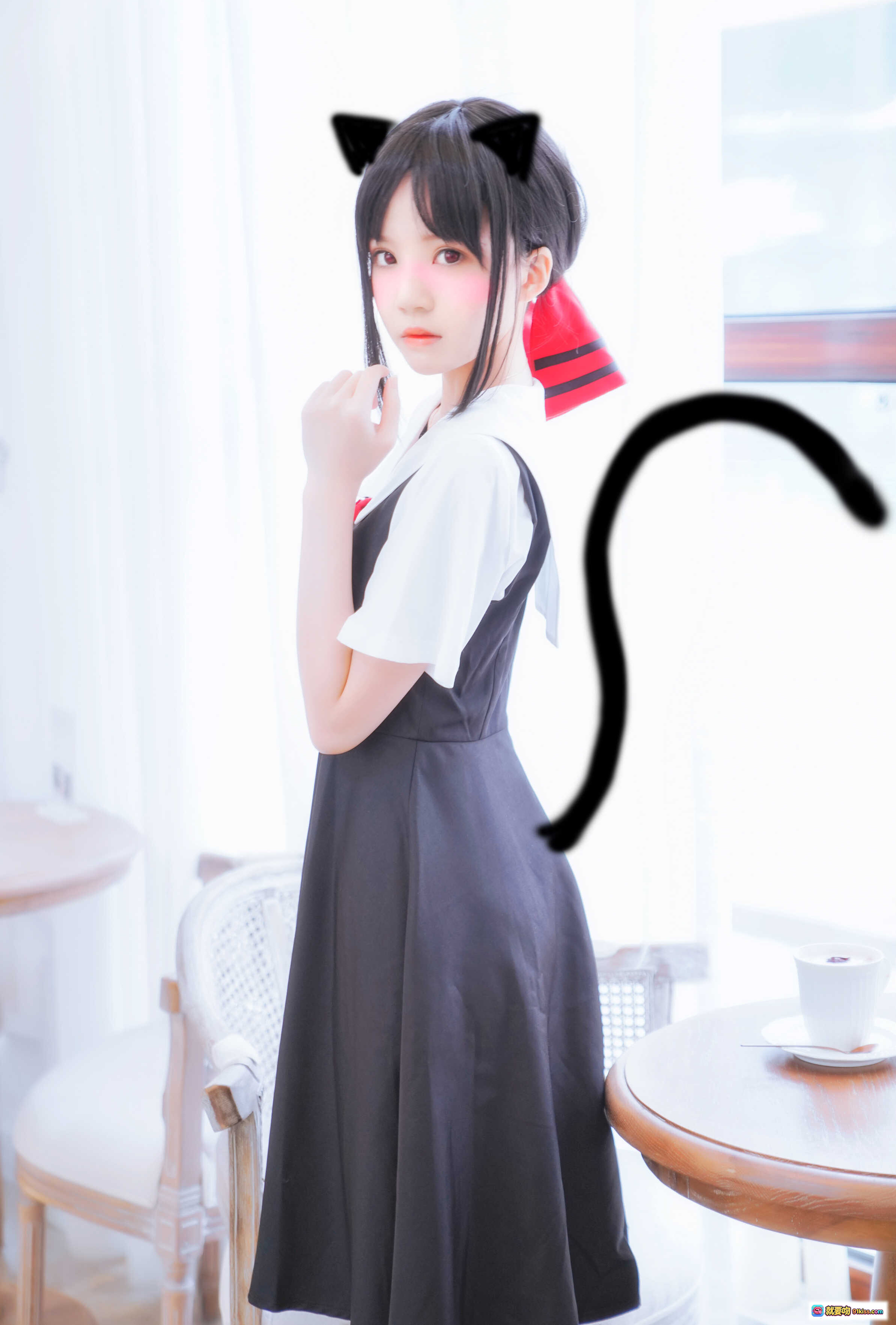 图片[7] - 桜桃喵039四宫辉夜cos写真 | 黑发红领结水手服少女 | 清新日系校园风 | 10P高清图集 - 就要吻