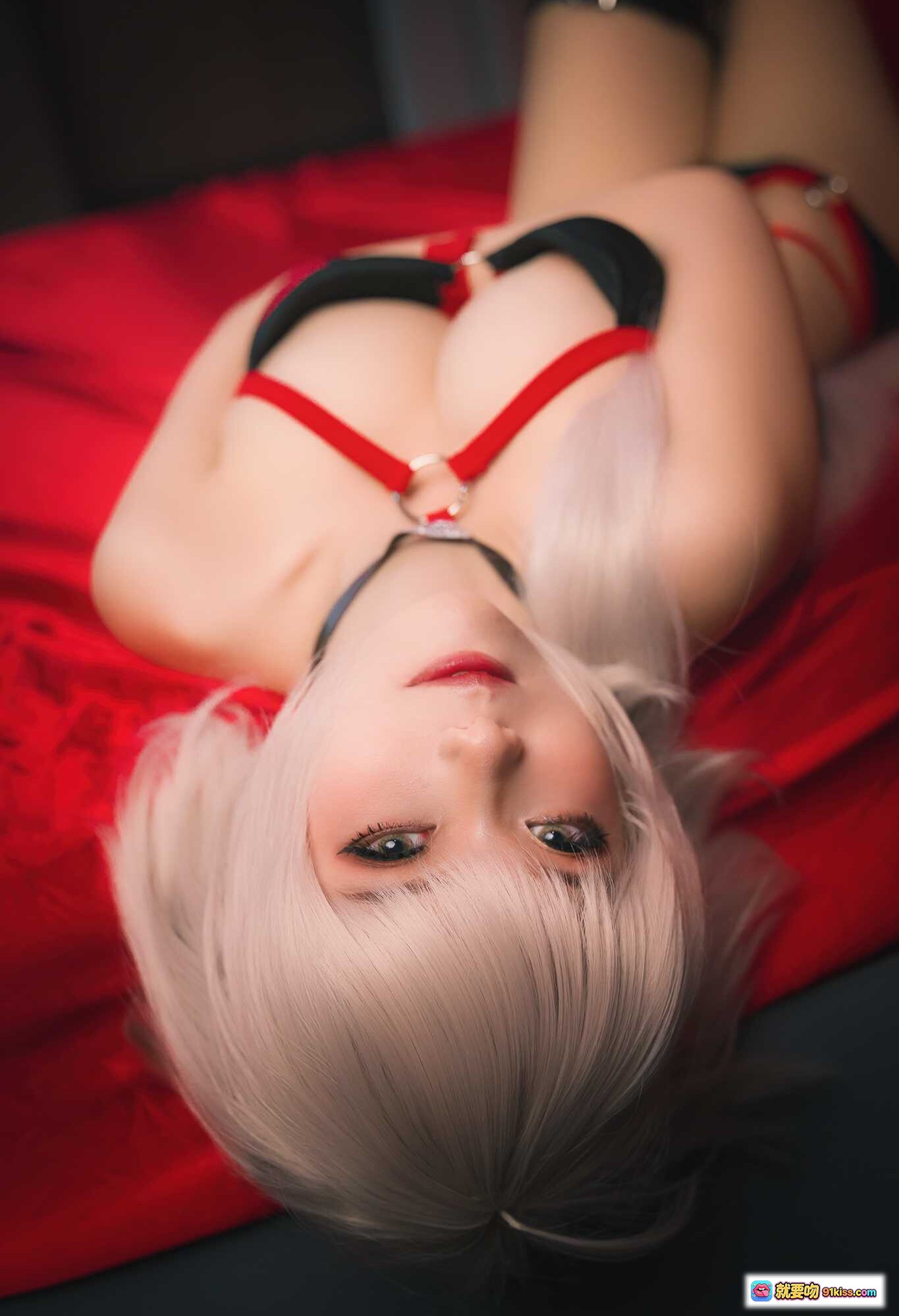 图片[4] - Azami NO.021 贞德狂战士 Cosplay 粉发黑红内衣造型 20P高清写真集 - 就要吻